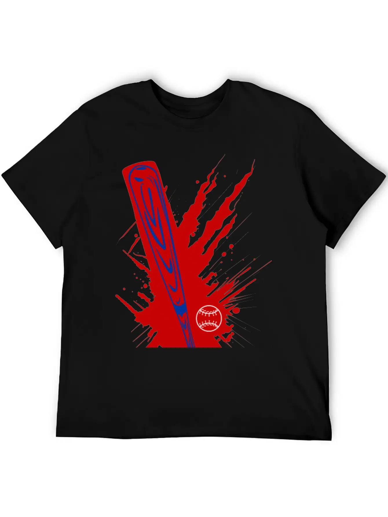 Baseball Bat Baseball Ball Splatter Unisex Short Sleeve Soft Cotton T-Shirt – Casual Everyday Wear