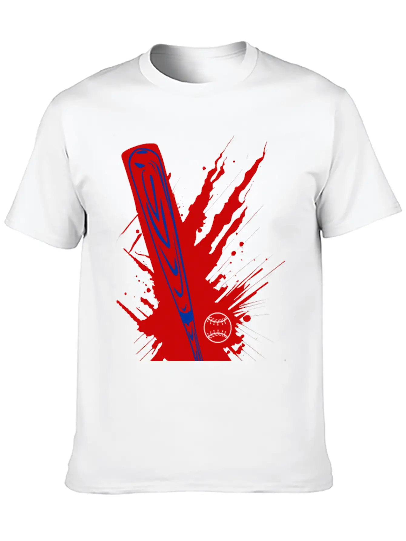 Baseball Bat Baseball Ball Splatter Unisex Short Sleeve Soft Cotton T-Shirt – Casual Everyday Wear