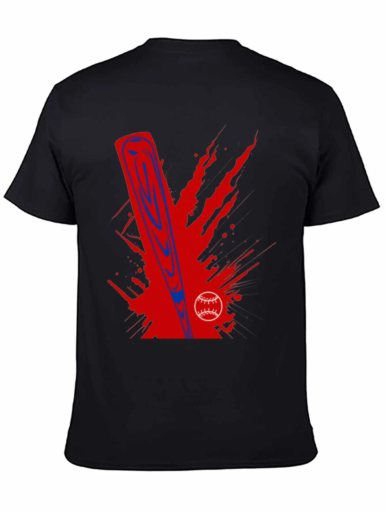 Baseball Bat Baseball Ball Splatter Unisex Short Sleeve Soft Cotton T-Shirt – Casual Everyday Wear
