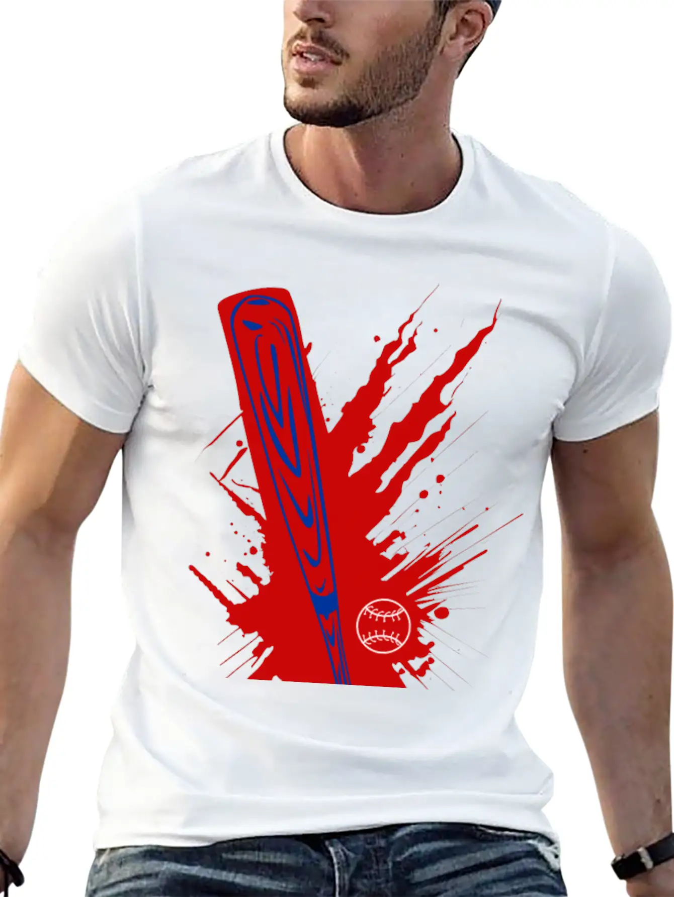 Baseball Bat Baseball Ball Splatter Unisex Short Sleeve Soft Cotton T-Shirt – Casual Everyday Wear