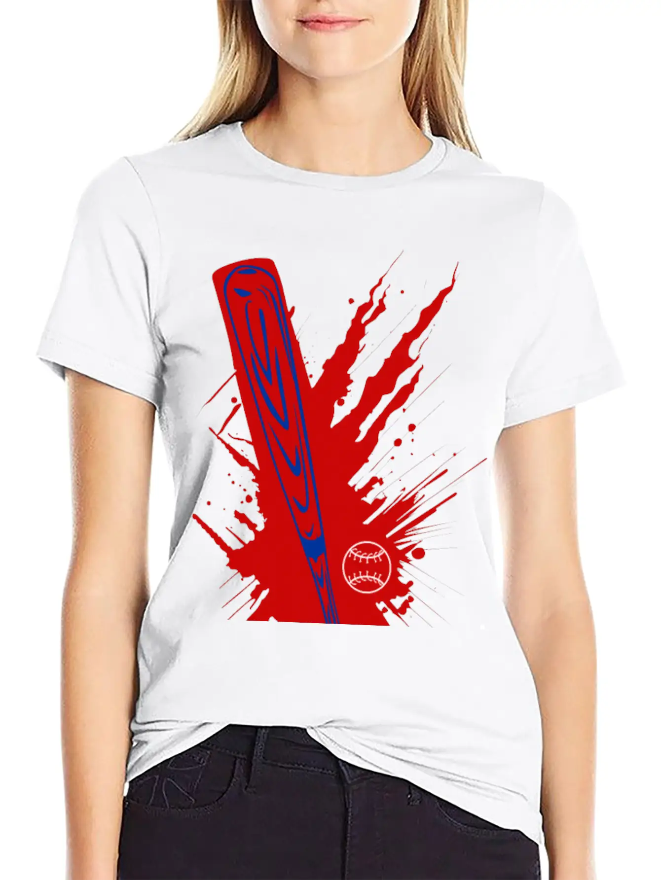 Baseball Bat Baseball Ball Splatter Unisex Short Sleeve Soft Cotton T-Shirt – Casual Everyday Wear