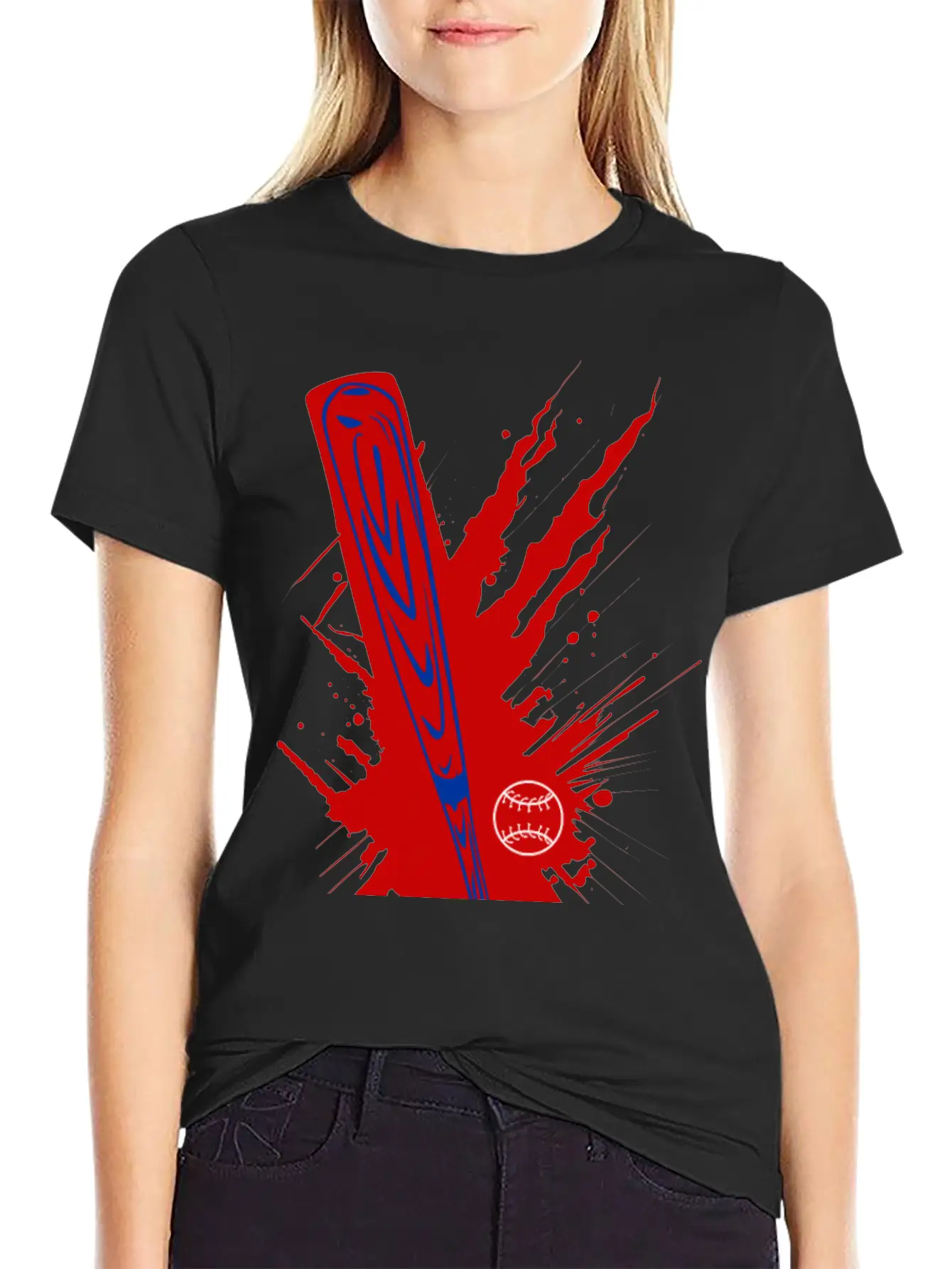 Baseball Bat Baseball Ball Splatter Unisex Short Sleeve Soft Cotton T-Shirt – Casual Everyday Wear