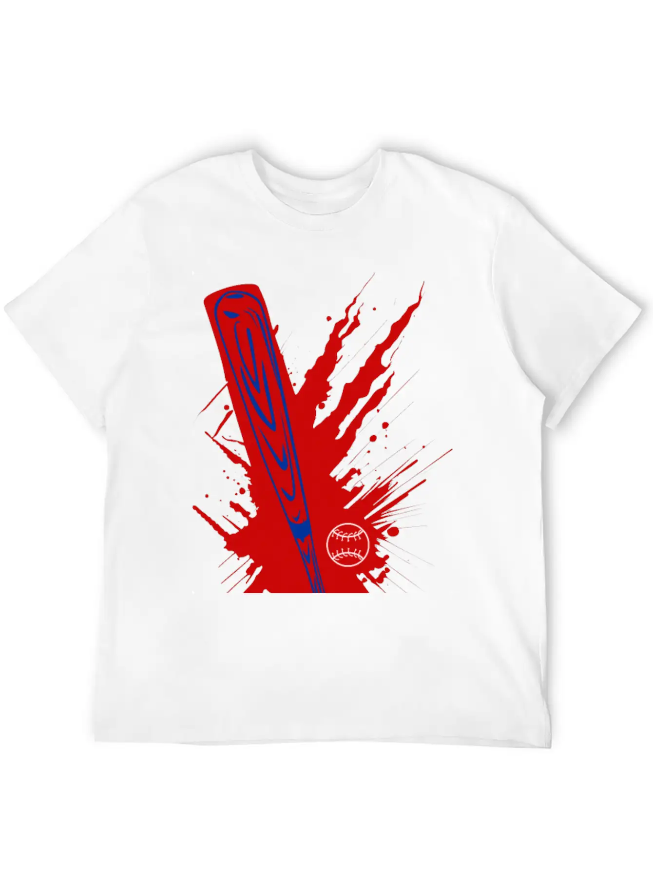 Baseball Bat Baseball Ball Splatter Unisex Short Sleeve Soft Cotton T-Shirt – Casual Everyday Wear