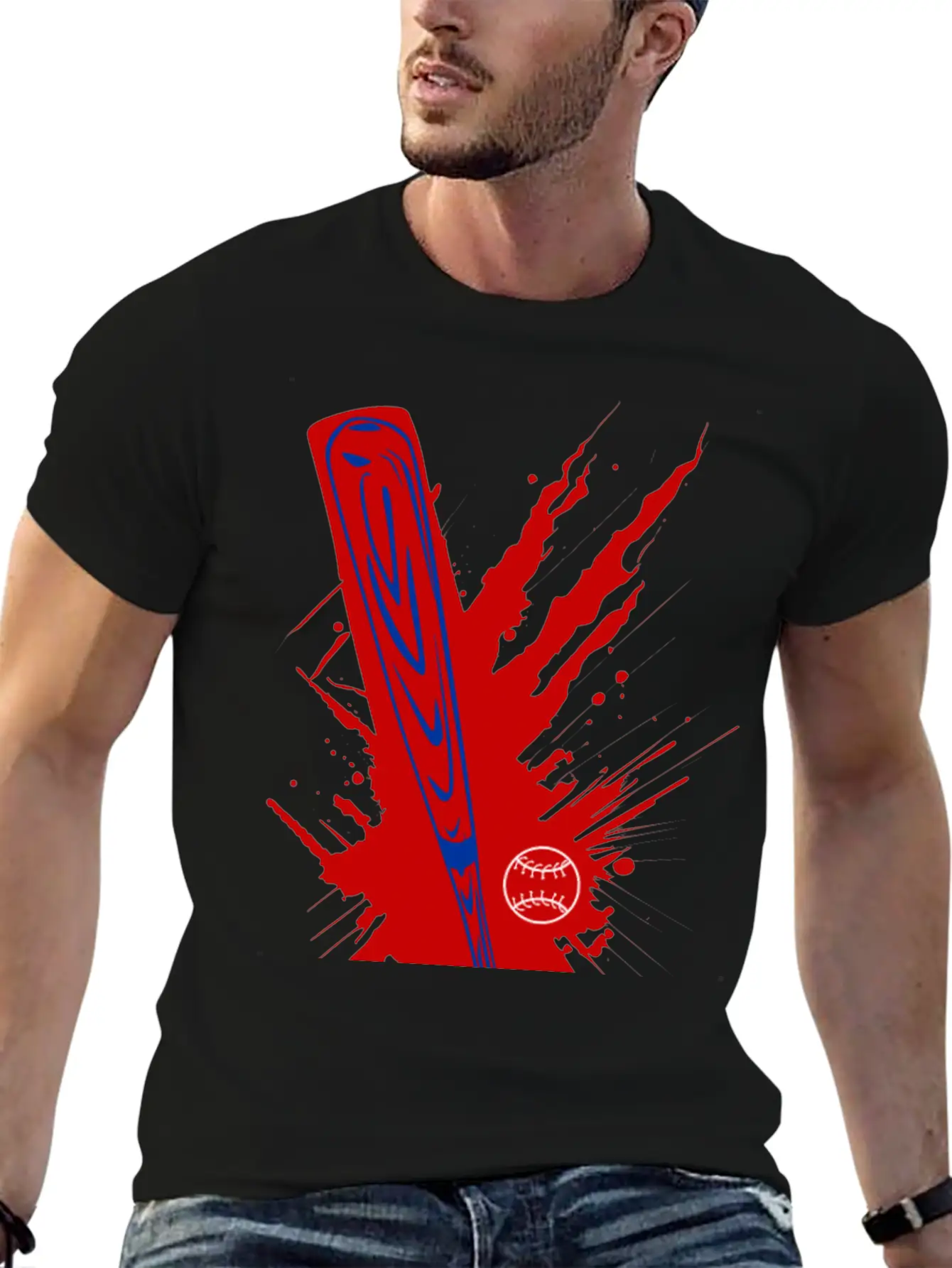 Baseball Bat Baseball Ball Splatter Unisex Short Sleeve Soft Cotton T-Shirt – Casual Everyday Wear