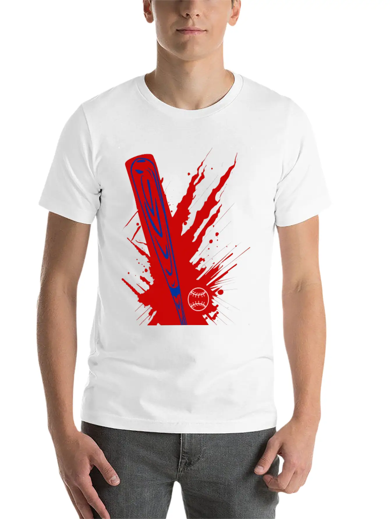 Baseball Bat Baseball Ball Splatter Unisex Short Sleeve Soft Cotton T-Shirt – Casual Everyday Wear