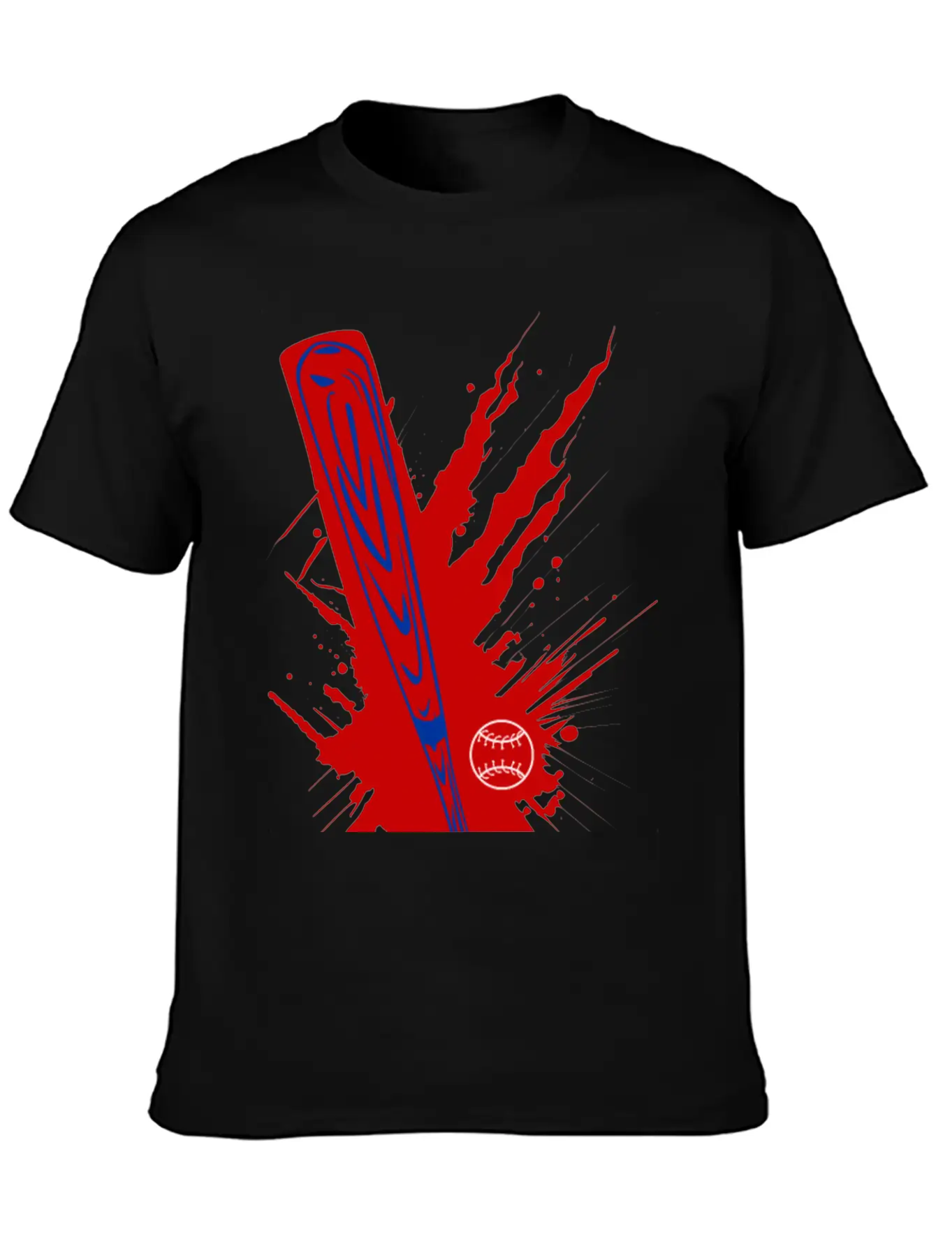 Baseball Bat Baseball Ball Splatter Unisex Short Sleeve Soft Cotton T-Shirt – Casual Everyday Wear
