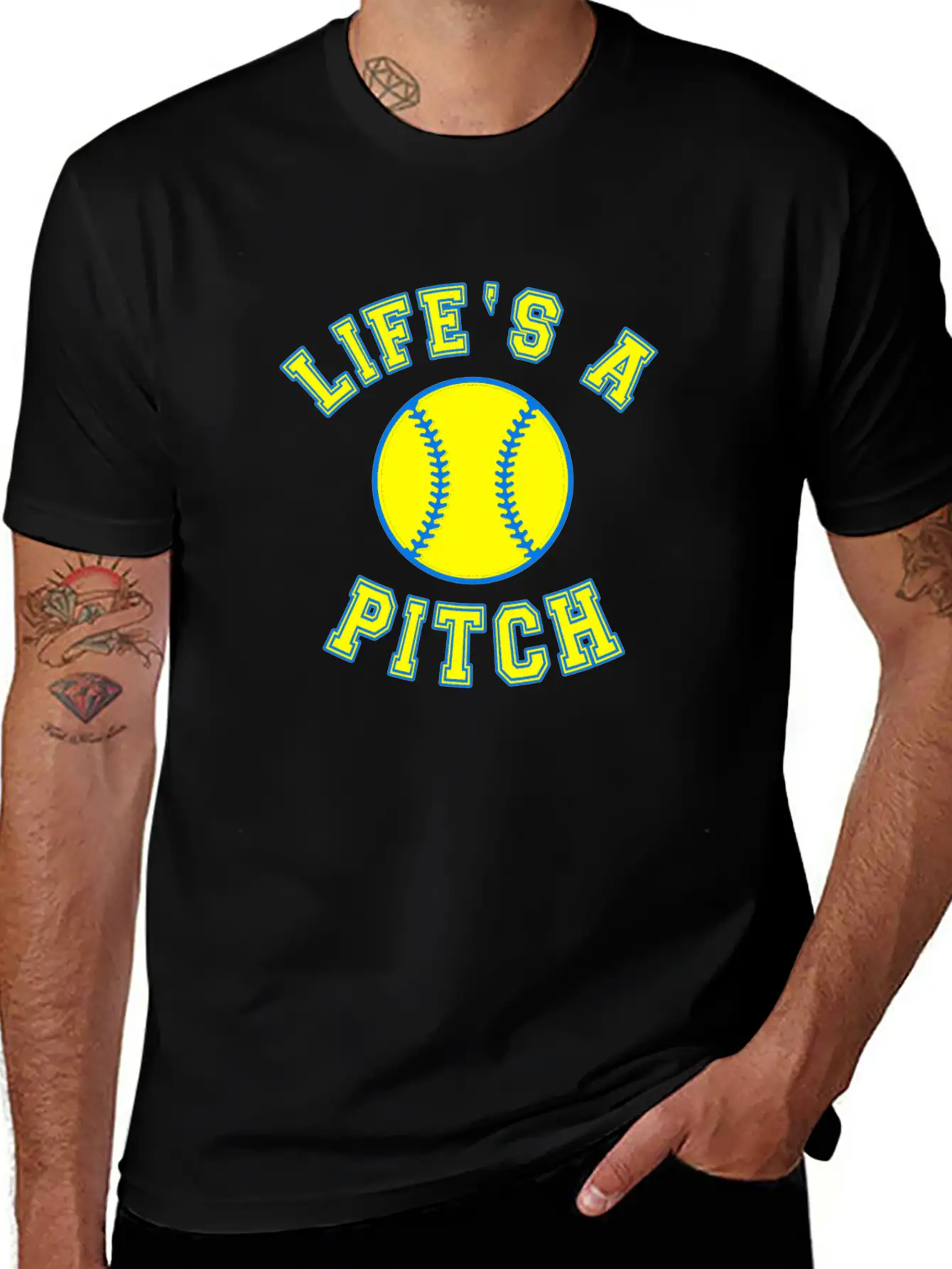 Baseball Saying Life's A Pitch Essential Unisex Summer Tee – Soft Cotton Casual Fit