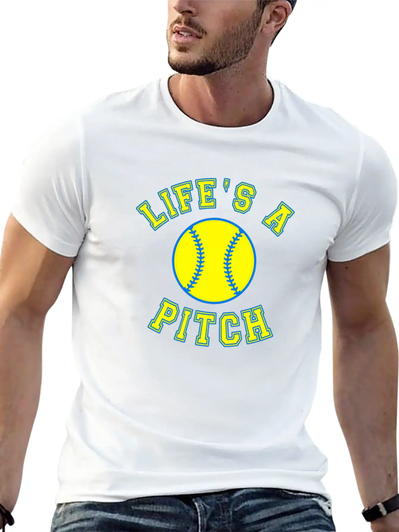 Baseball Saying Life's A Pitch Essential Unisex Summer Tee – Soft Cotton Casual Fit
