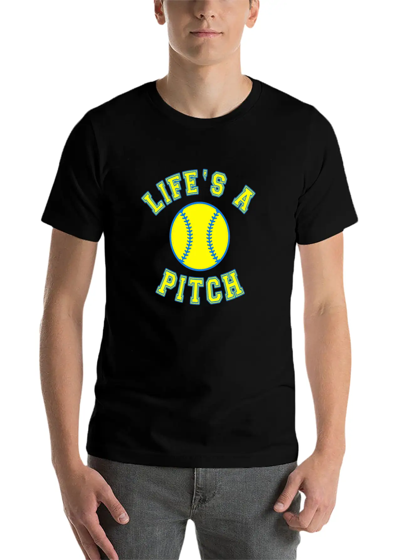 Baseball Saying Life's A Pitch Essential Unisex Summer Tee – Soft Cotton Casual Fit