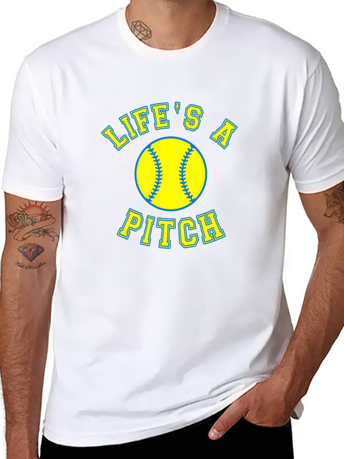 Baseball Saying Life's A Pitch Essential Unisex Summer Tee – Soft Cotton Casual Fit