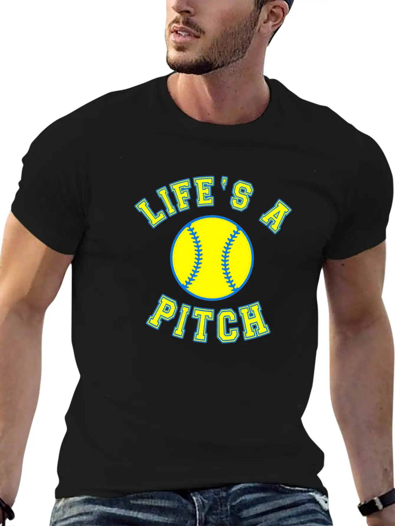 Baseball Saying Life's A Pitch Essential Unisex Summer Tee – Soft Cotton Casual Fit