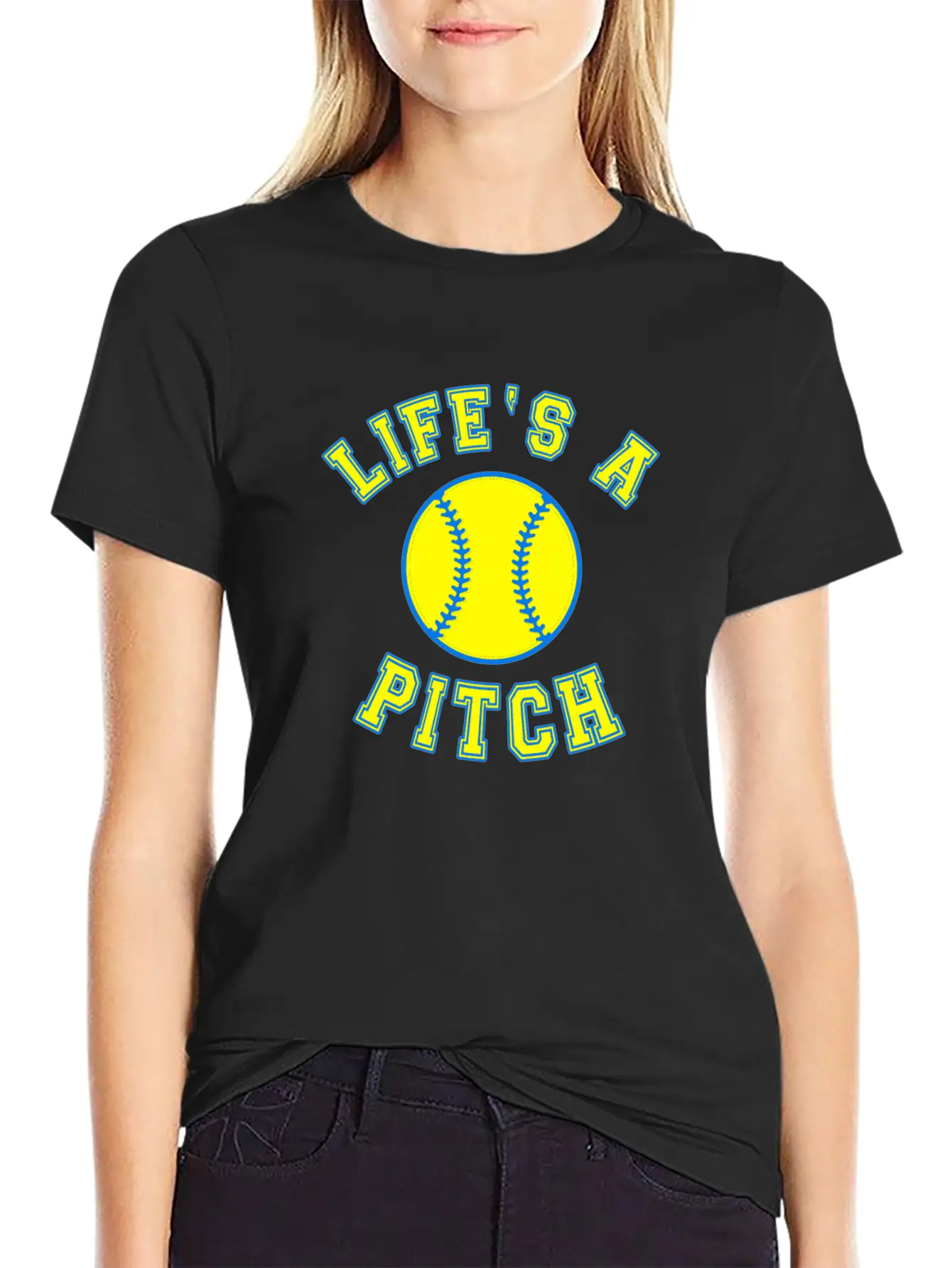 Baseball Saying Life's A Pitch Essential Unisex Summer Tee – Soft Cotton Casual Fit