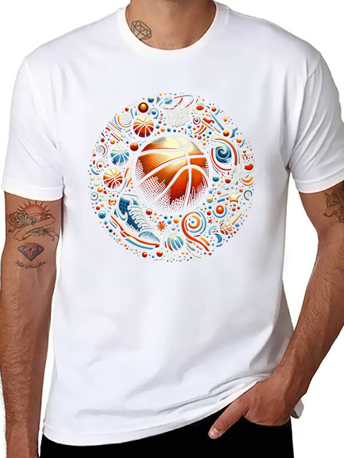 Basketball Cosmic Blast Stylish Everyday T-Shirt – Unisex Basic Cotton Tee