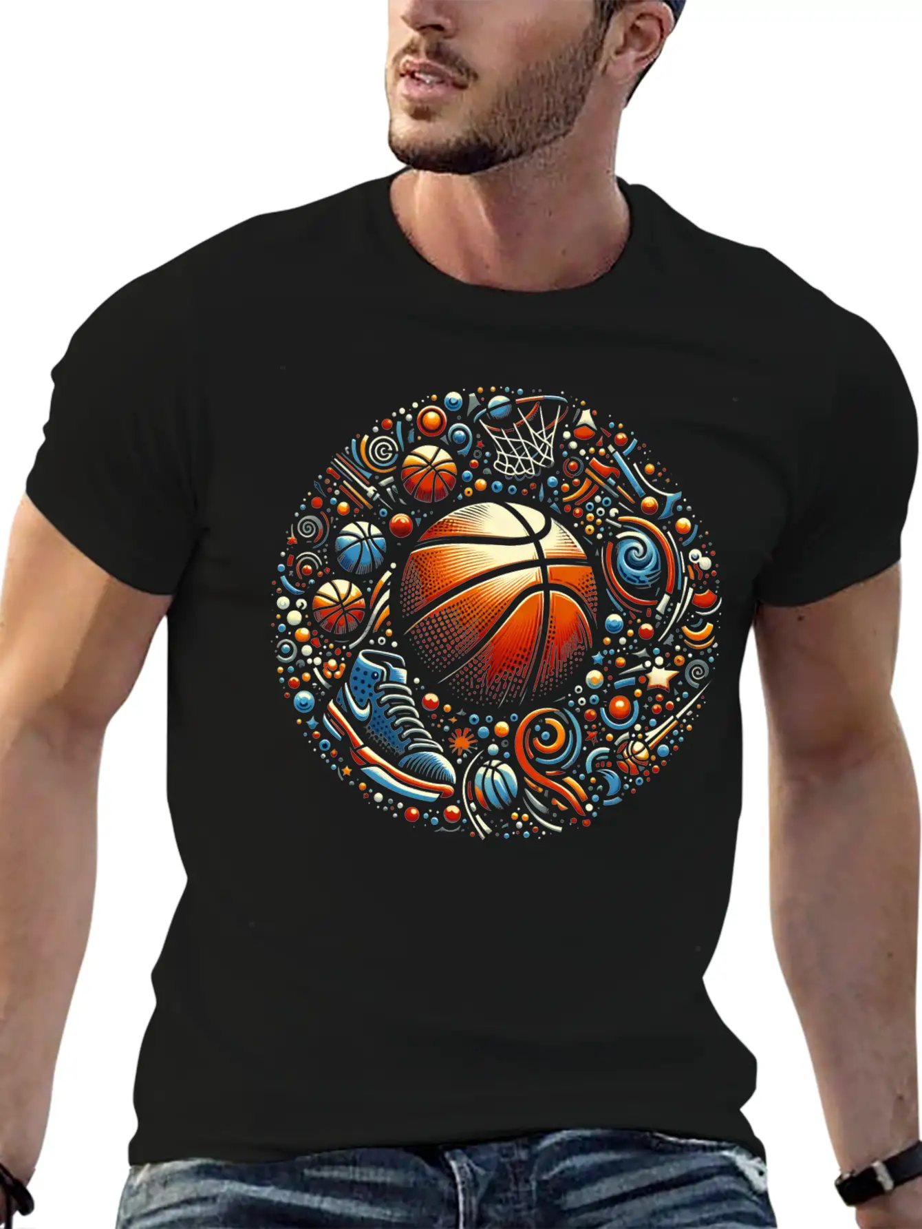 Basketball Cosmic Blast Stylish Everyday T-Shirt – Unisex Basic Cotton Tee