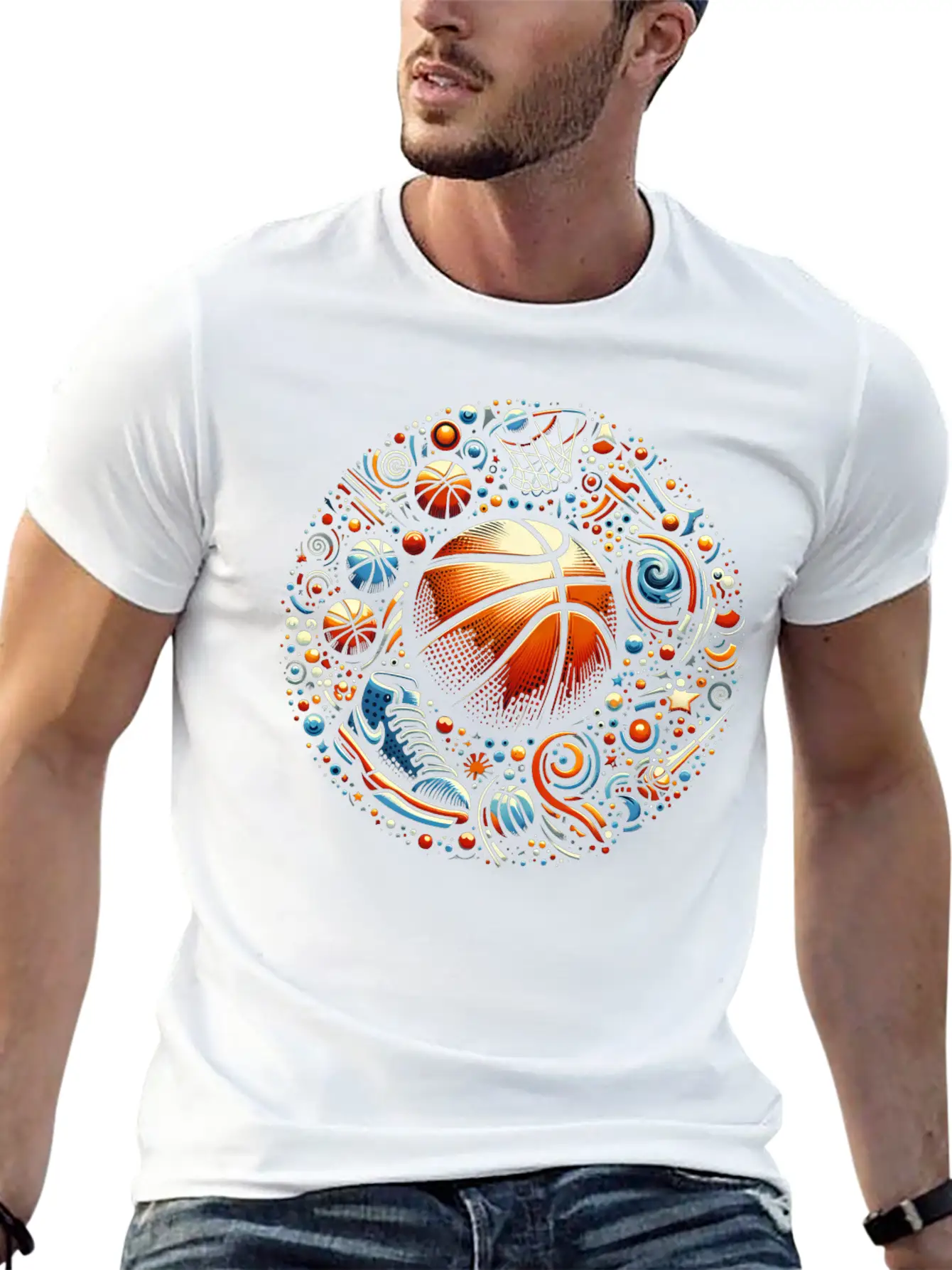 Basketball Cosmic Blast Stylish Everyday T-Shirt – Unisex Basic Cotton Tee