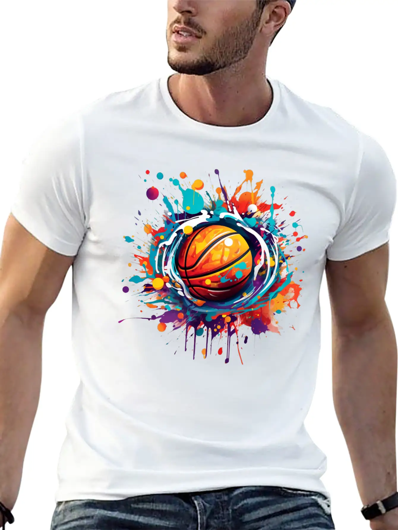 Basketball Graffiti Art Unisex Short Sleeve Soft Cotton T-Shirt – Casual Everyday Wear
