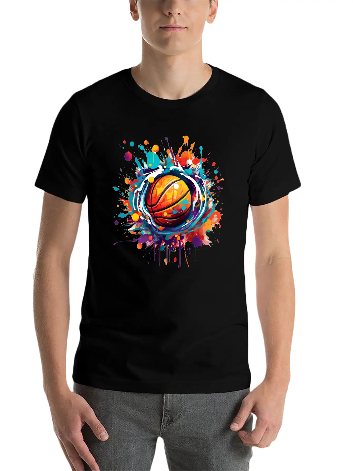Basketball Graffiti Art Unisex Short Sleeve Soft Cotton T-Shirt – Casual Everyday Wear