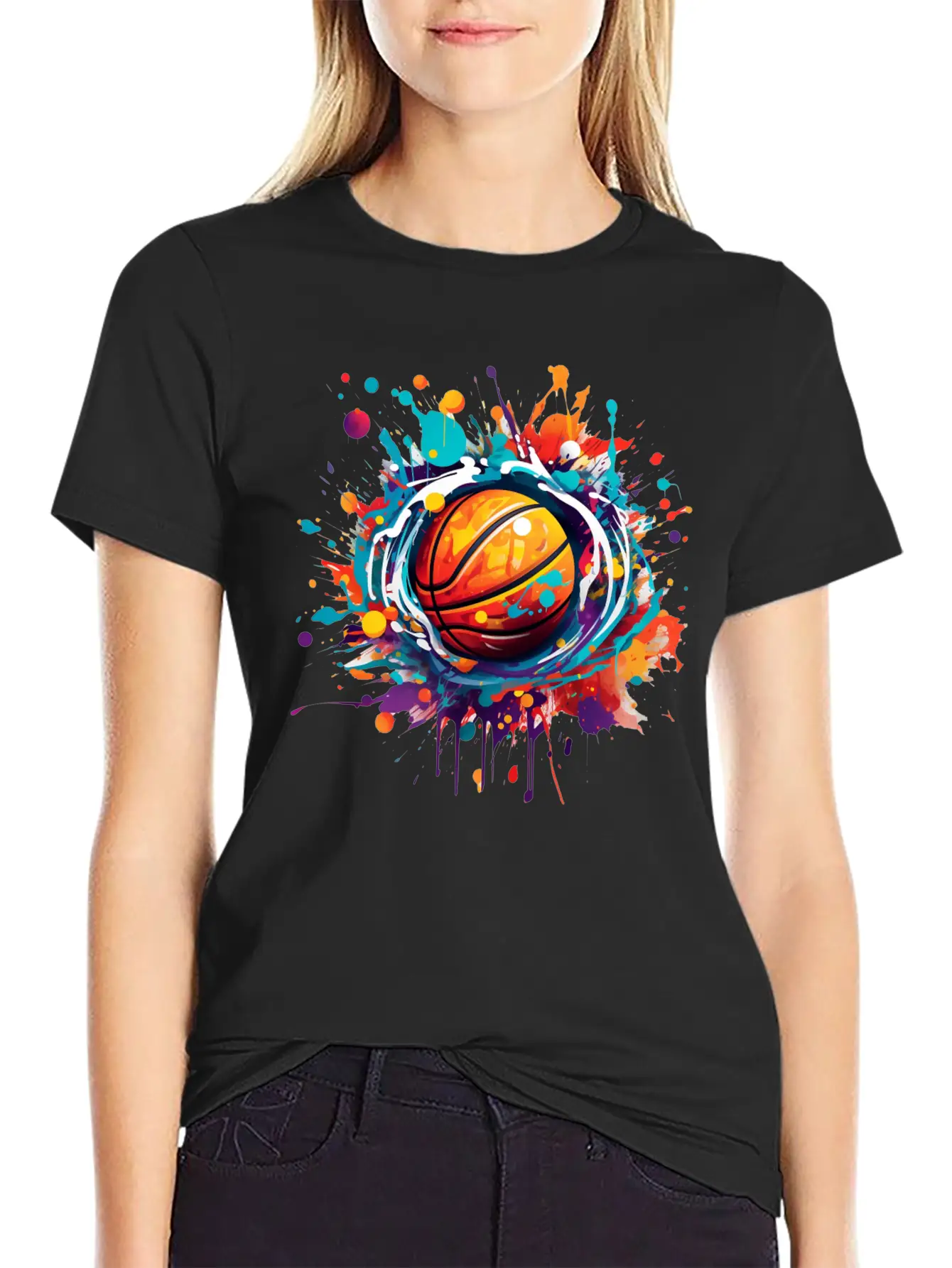 Basketball Graffiti Art Unisex Short Sleeve Soft Cotton T-Shirt – Casual Everyday Wear