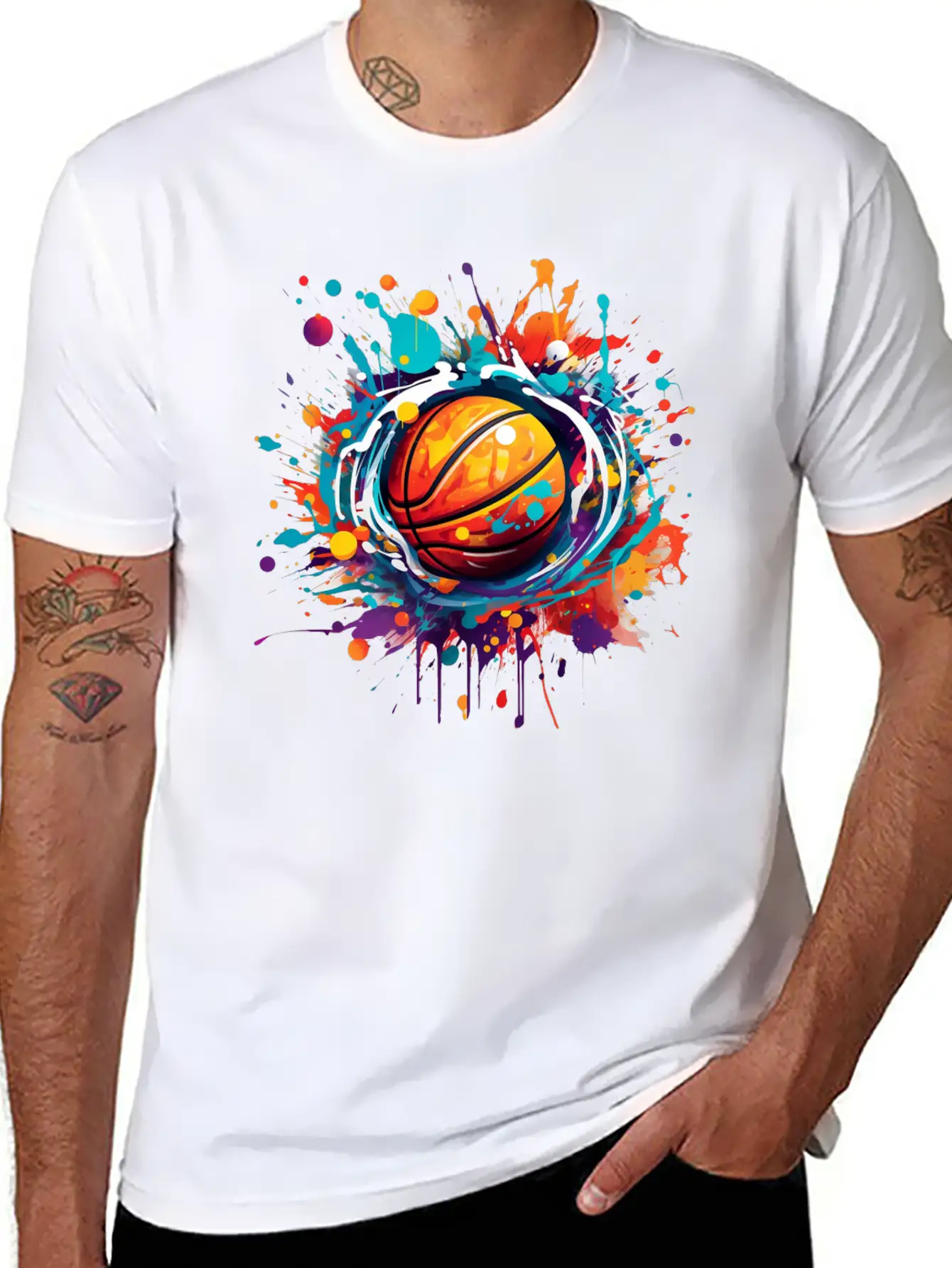 Basketball Graffiti Art Unisex Short Sleeve Soft Cotton T-Shirt – Casual Everyday Wear