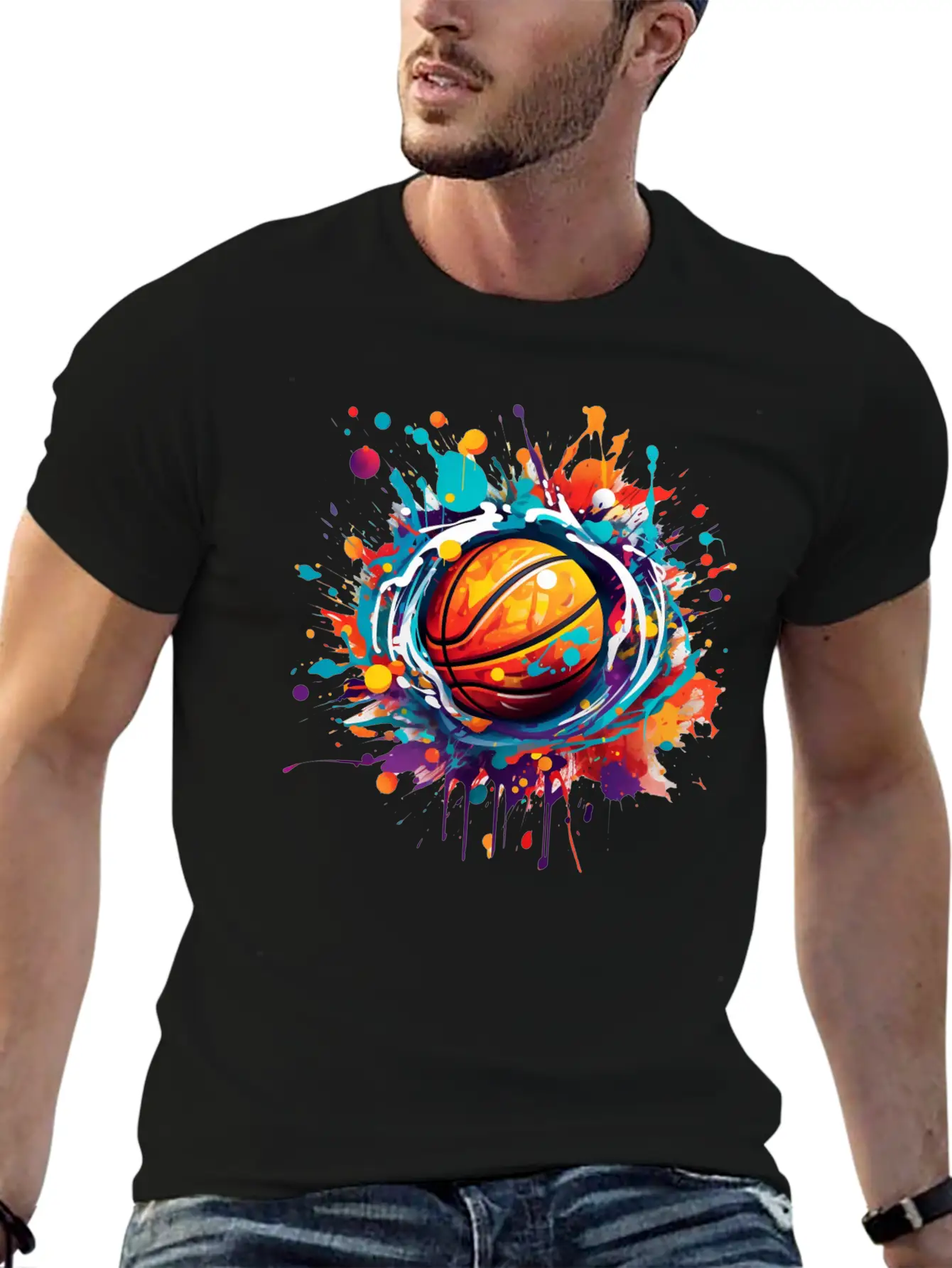 Basketball Graffiti Art Unisex Short Sleeve Soft Cotton T-Shirt – Casual Everyday Wear