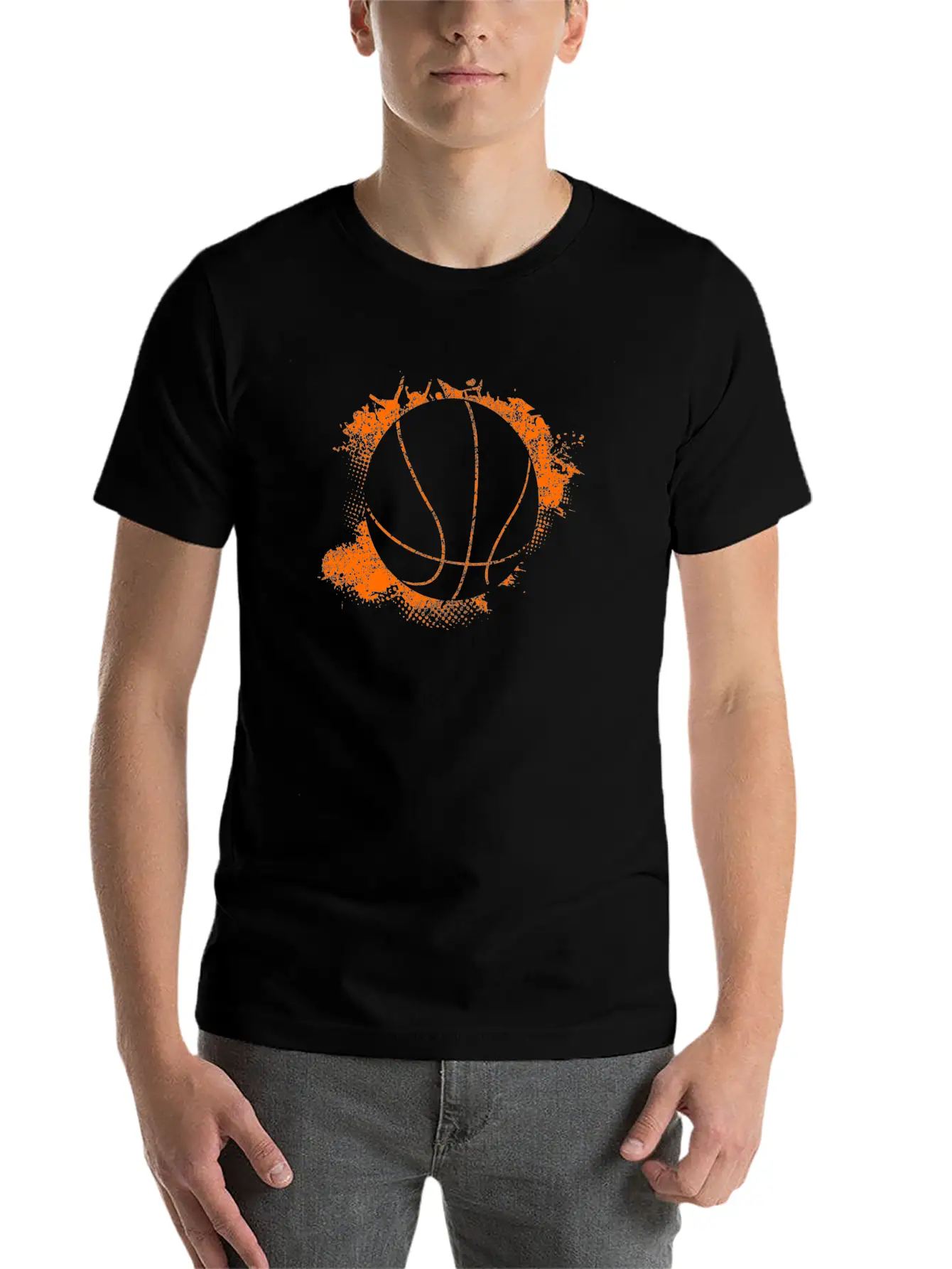 Basketball Paint Splatter Unisex Casual T-Shirt – Clean Design For Daily Comfort
