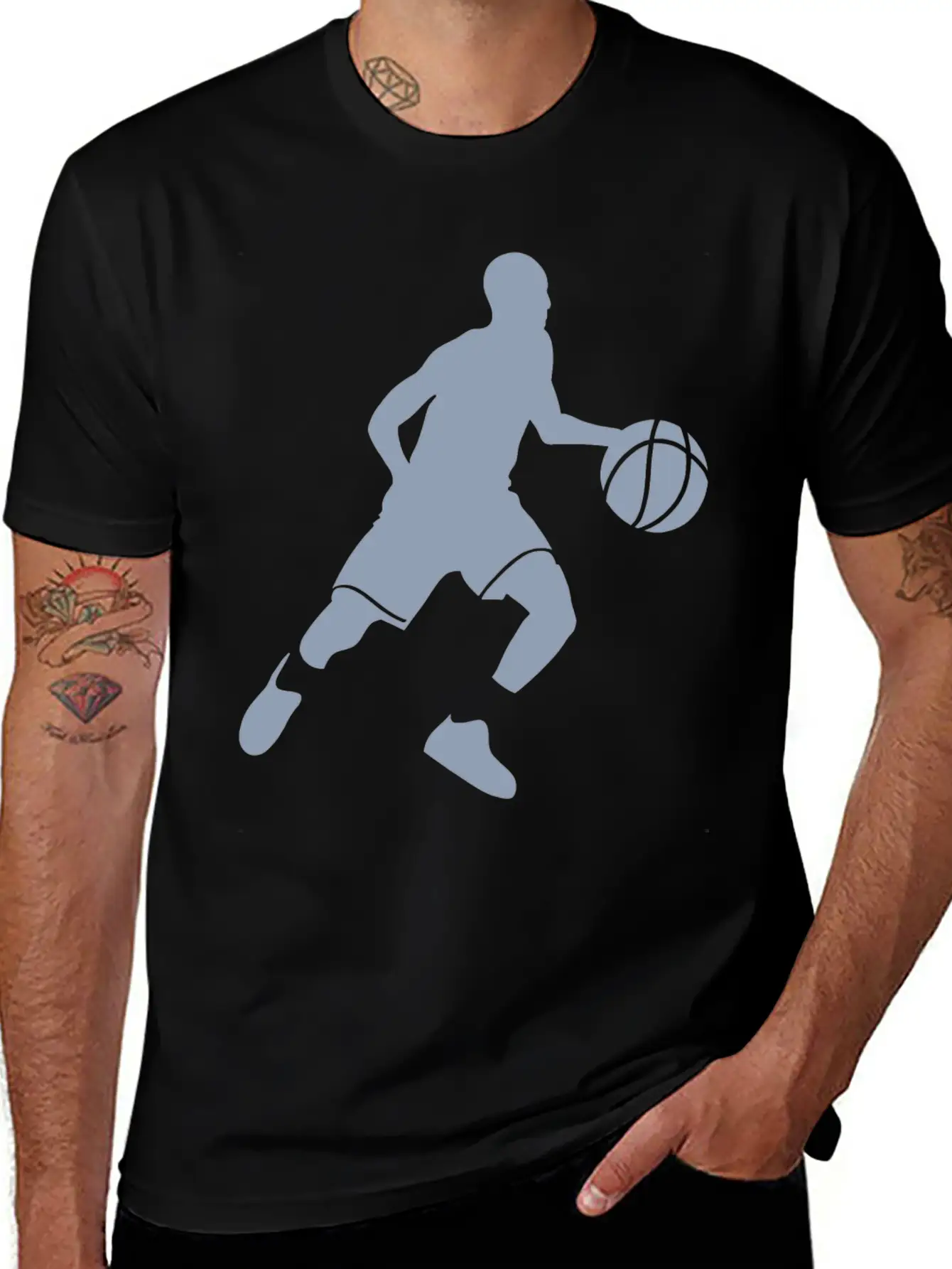 Basketball Player Silhouette Unisex Short Sleeve Soft Cotton T-Shirt – Casual Everyday Wear