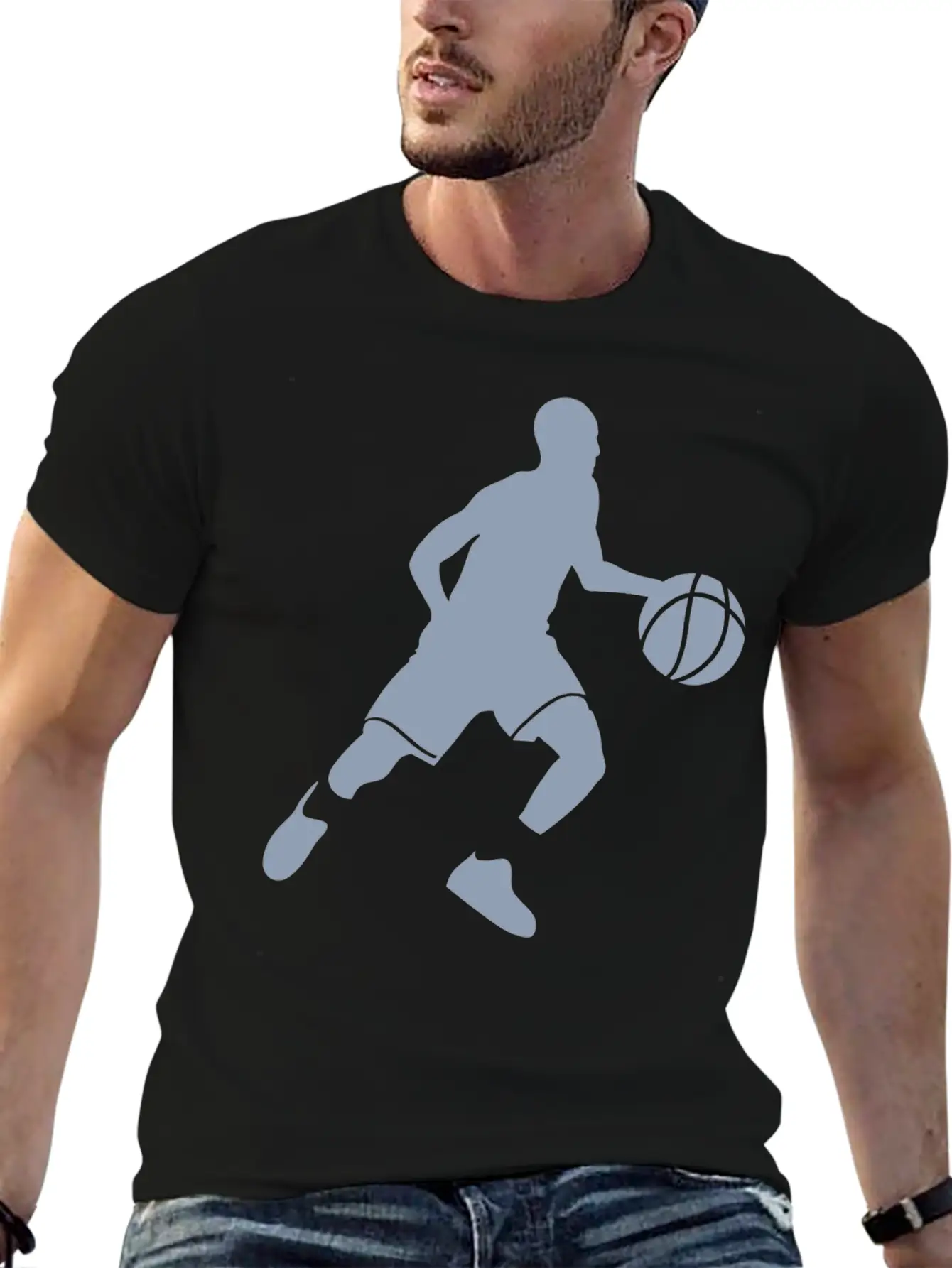 Basketball Player Silhouette Unisex Short Sleeve Soft Cotton T-Shirt – Casual Everyday Wear