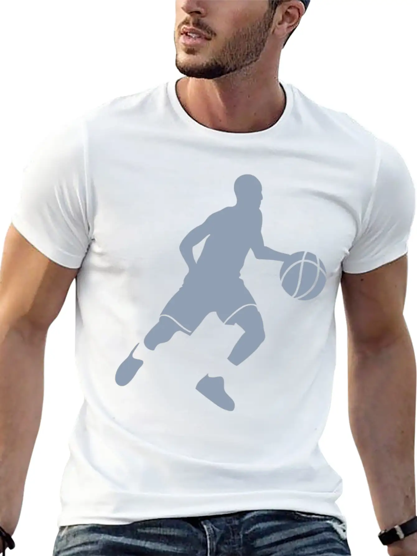 Basketball Player Silhouette Unisex Short Sleeve Soft Cotton T-Shirt – Casual Everyday Wear