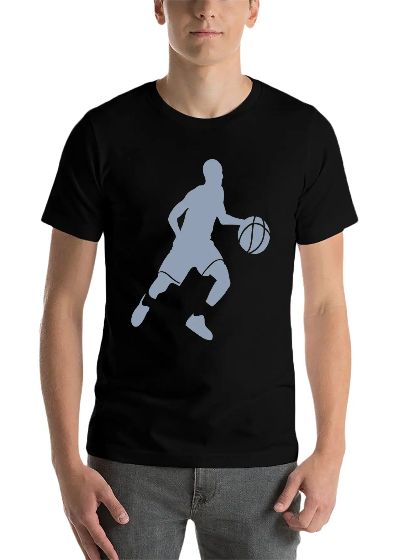 Basketball Player Silhouette Unisex Short Sleeve Soft Cotton T-Shirt – Casual Everyday Wear