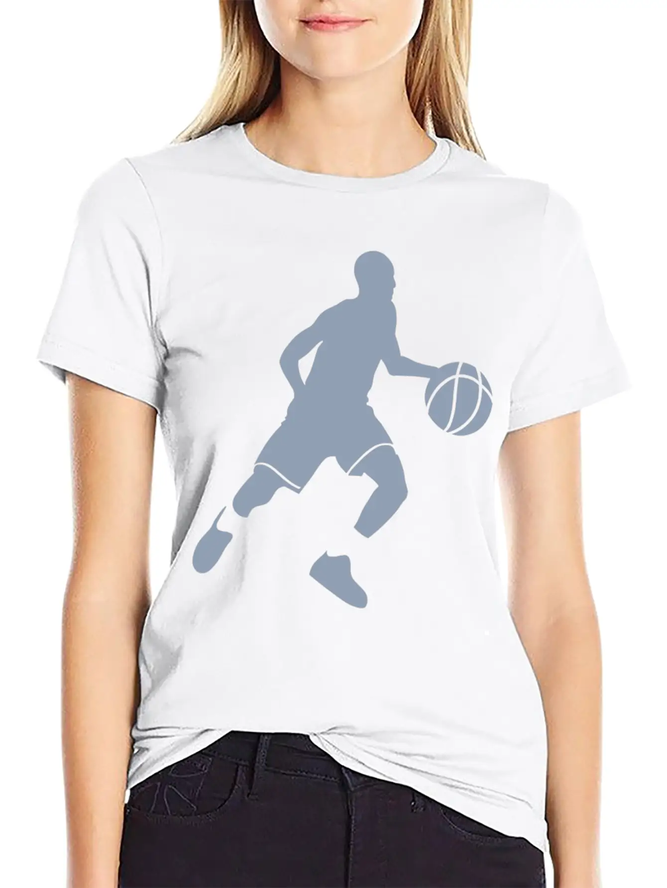 Basketball Player Silhouette Unisex Short Sleeve Soft Cotton T-Shirt – Casual Everyday Wear