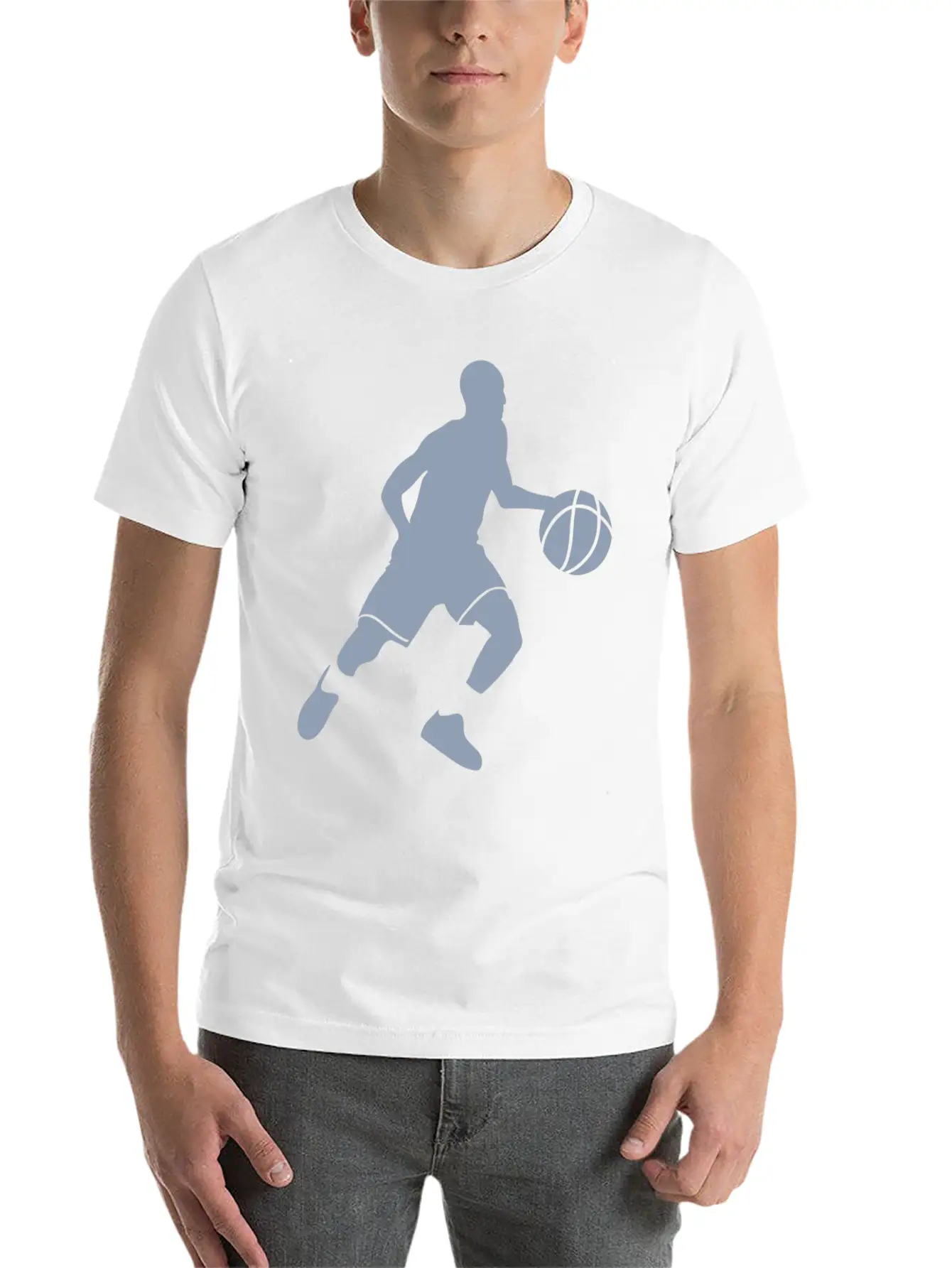 Basketball Player Silhouette Unisex Short Sleeve Soft Cotton T-Shirt – Casual Everyday Wear
