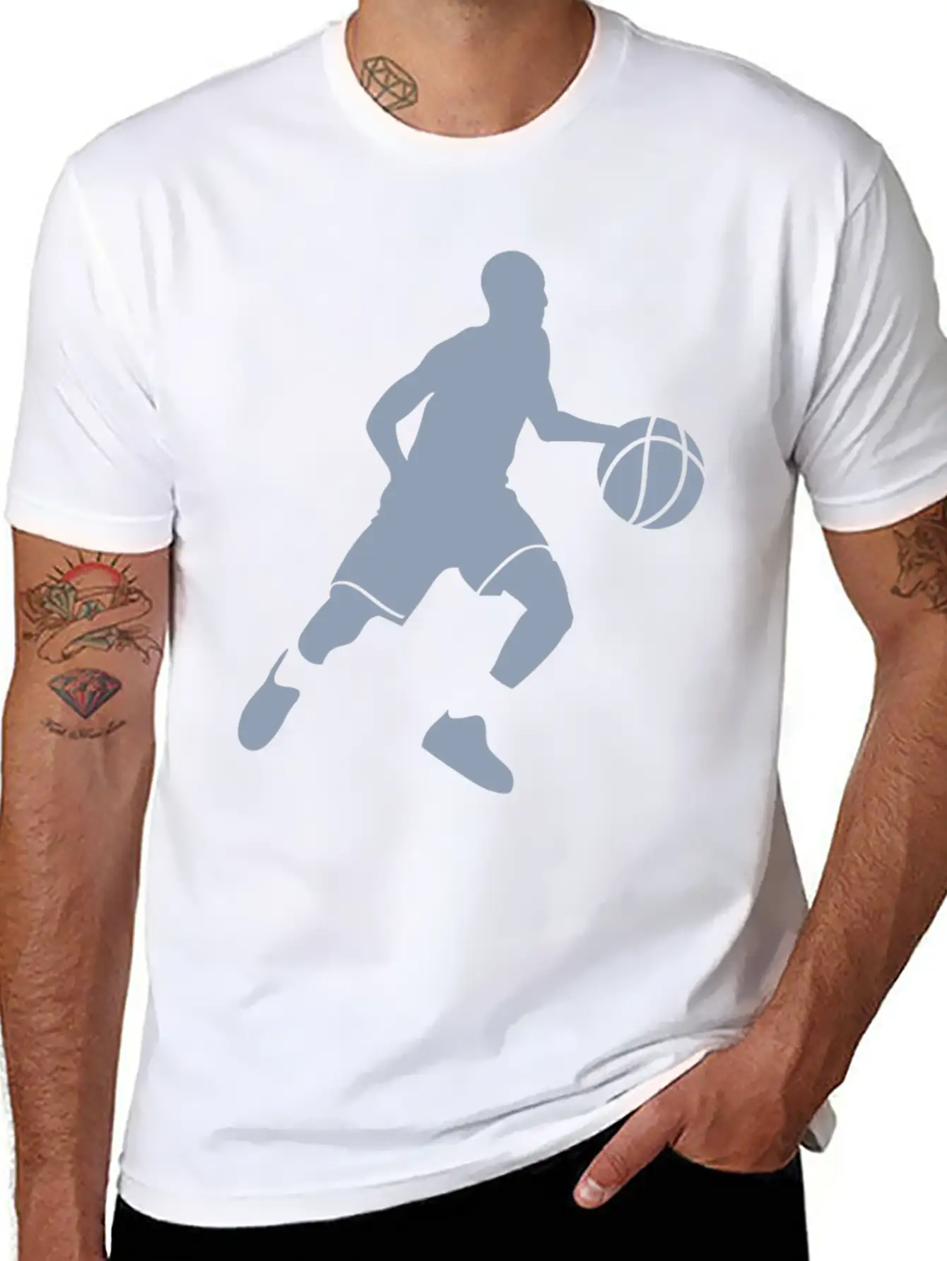 Basketball Player Silhouette Unisex Short Sleeve Soft Cotton T-Shirt – Casual Everyday Wear
