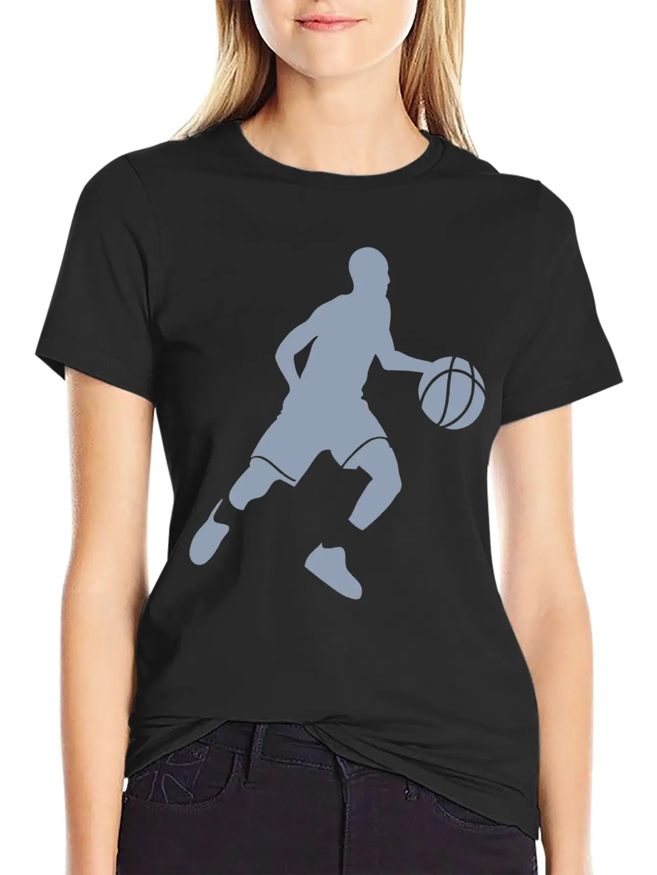 Basketball Player Silhouette Unisex Short Sleeve Soft Cotton T-Shirt – Casual Everyday Wear