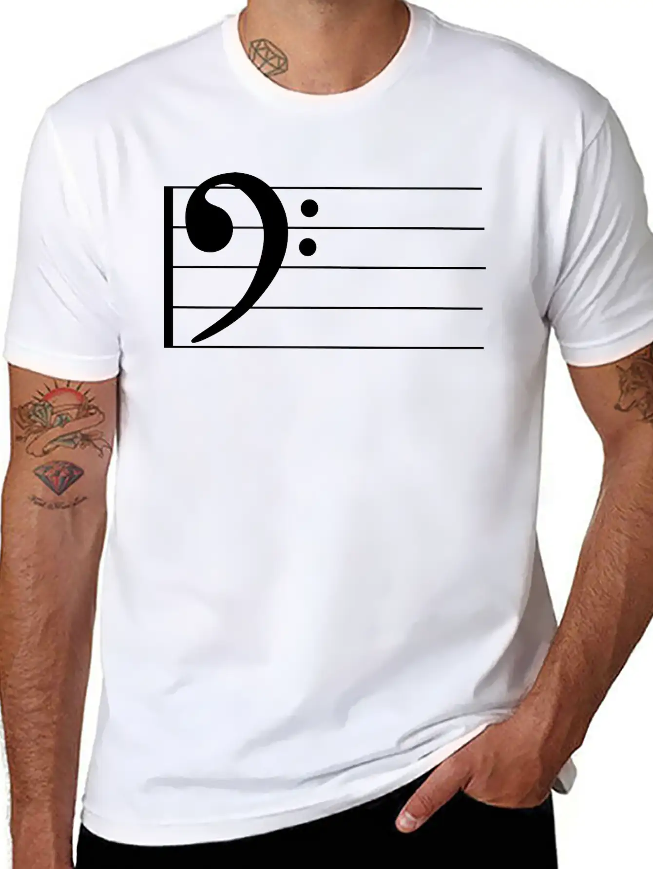 Bass Clef Comfortable Minimalist Graphic Tee – Summer Style Essential