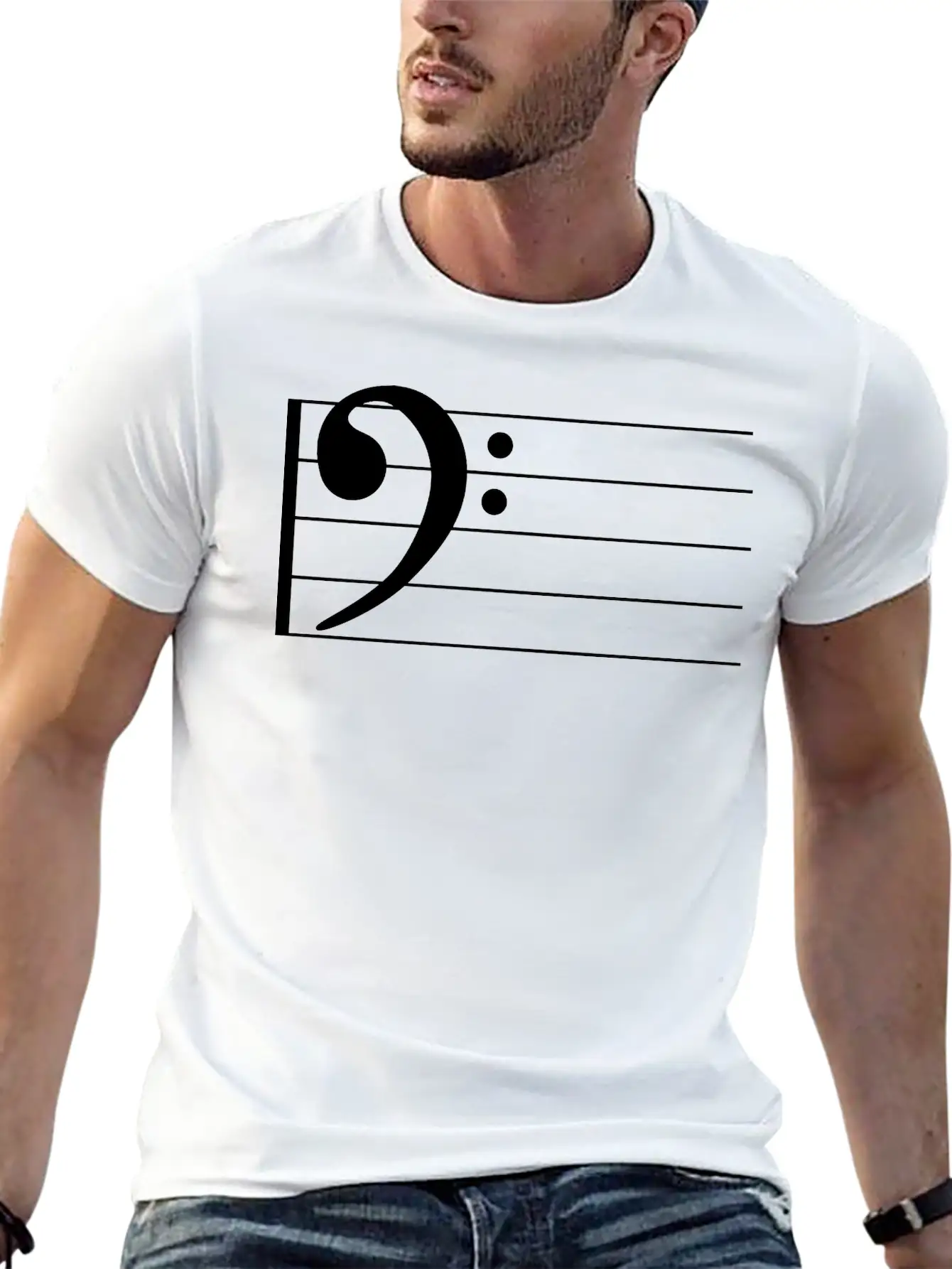 Bass Clef Comfortable Minimalist Graphic Tee – Summer Style Essential