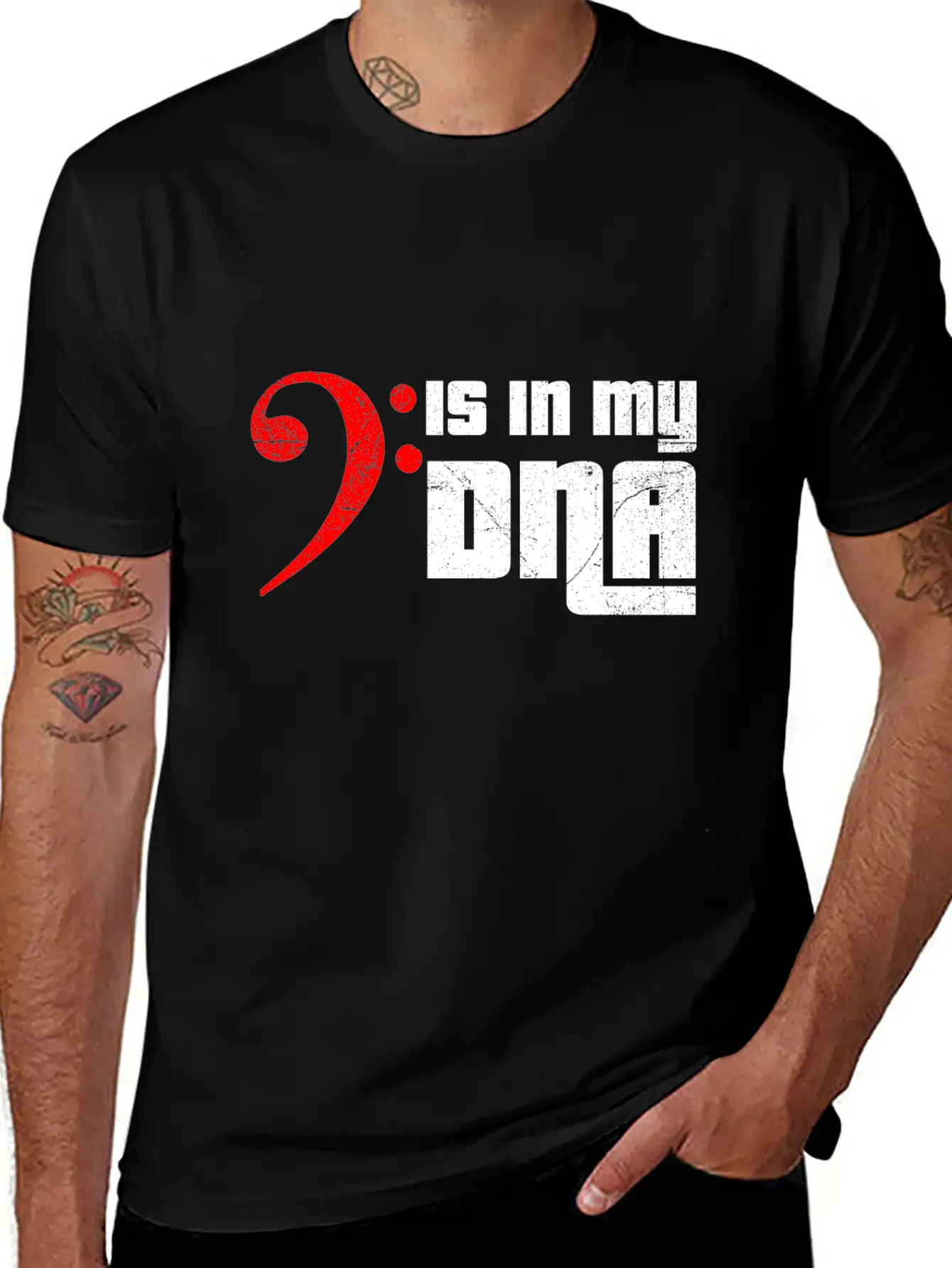 Bass Guitar Bass Clef Is In My DNA Funny Gift Idea Unisex Casual T-Shirt – Clean Design For Daily Comfort