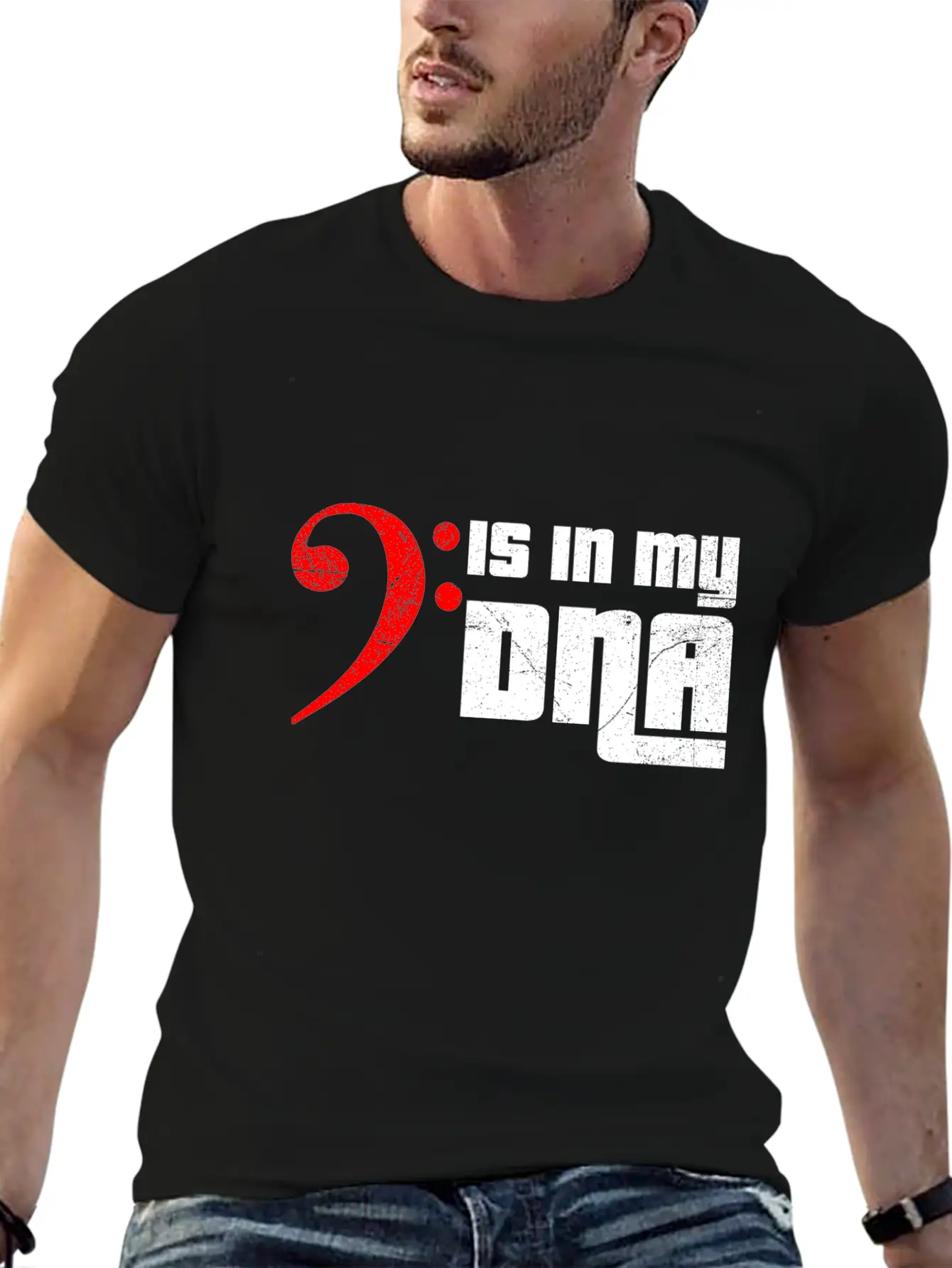 Bass Guitar Bass Clef Is In My DNA Funny Gift Idea Unisex Casual T-Shirt – Clean Design For Daily Comfort