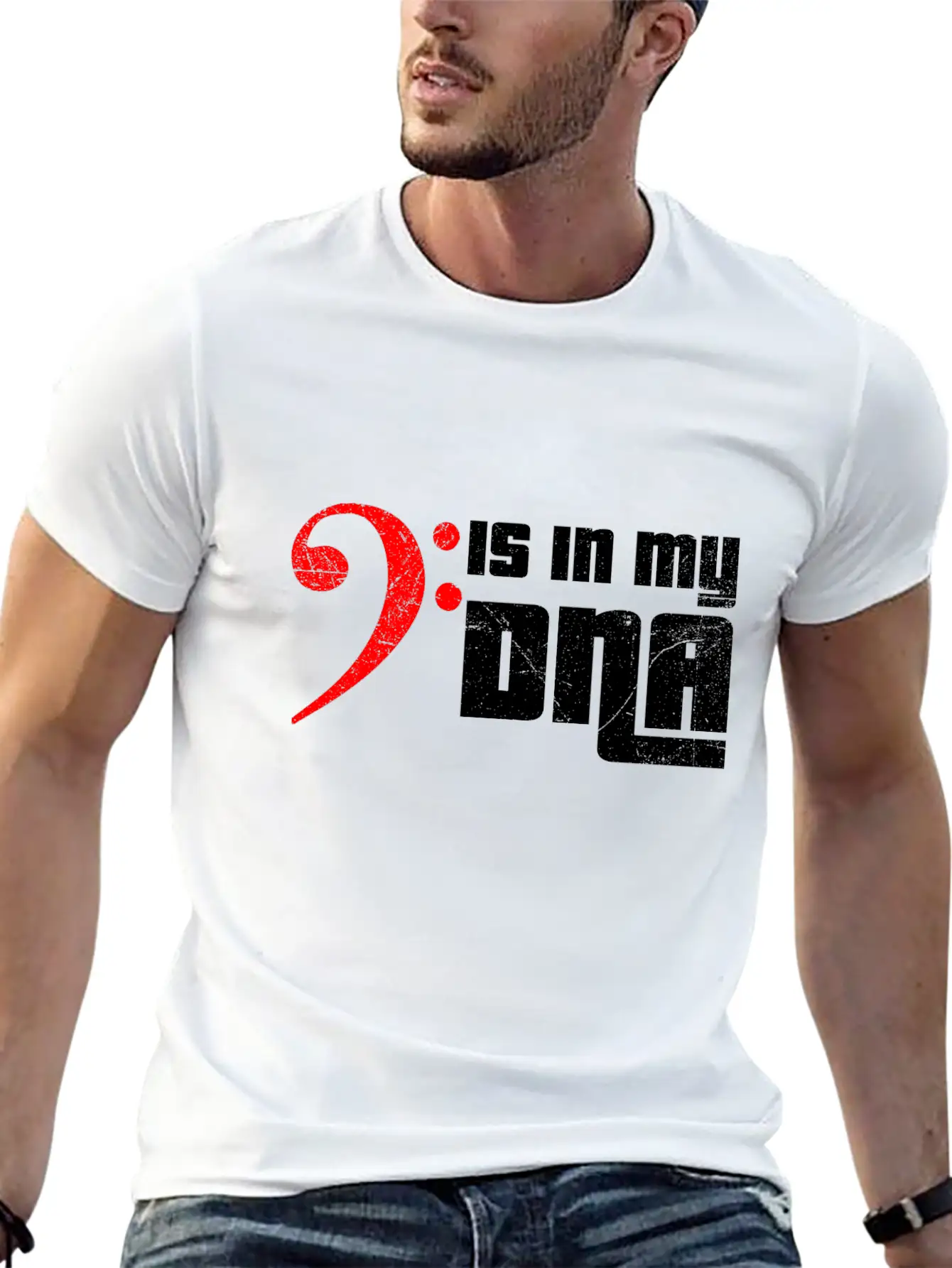 Bass Guitar Bass Clef Is In My DNA Funny Gift Idea Unisex Casual T-Shirt – Clean Design For Daily Comfort