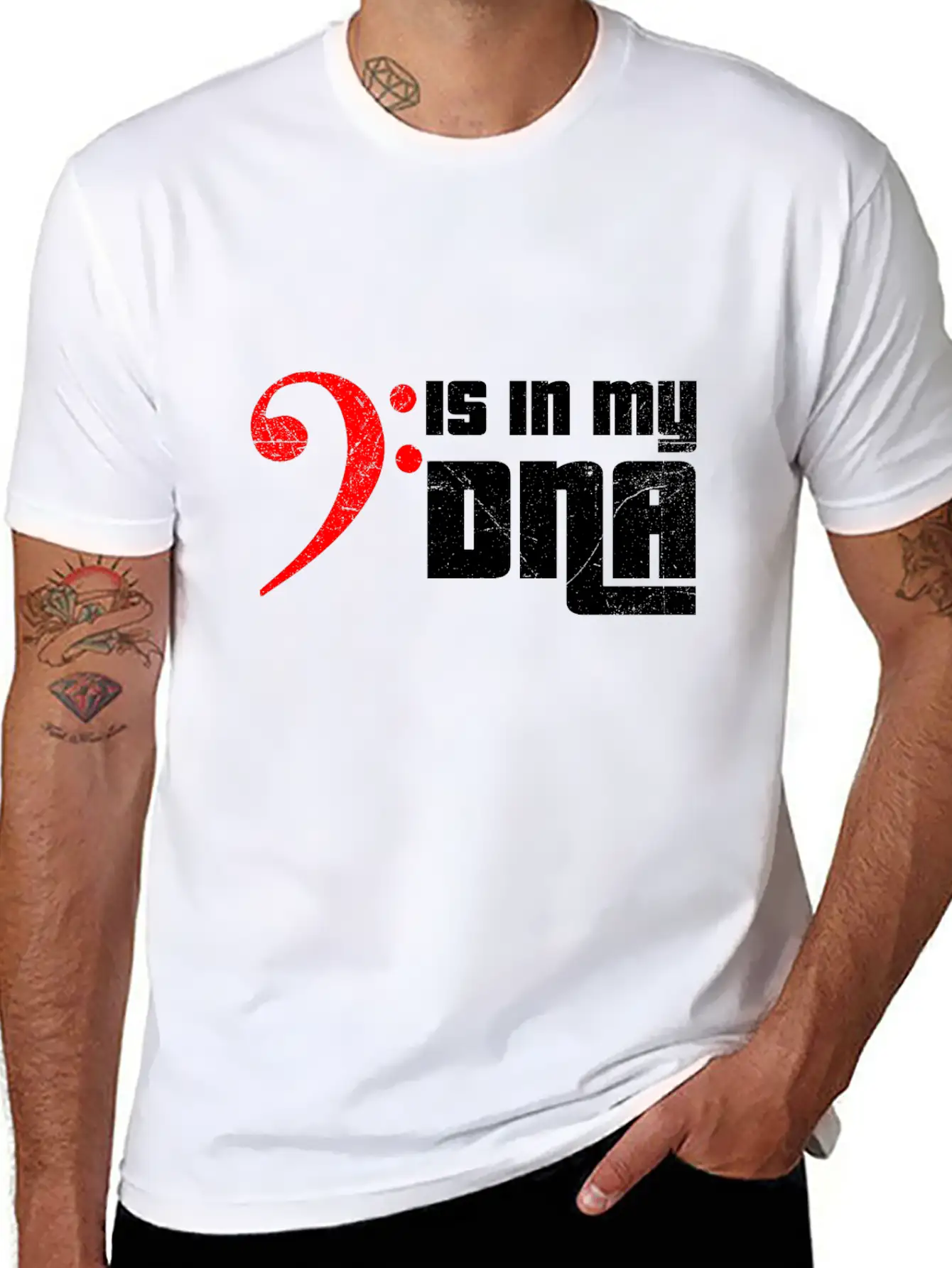 Bass Guitar Bass Clef Is In My DNA Funny Gift Idea Unisex Casual T-Shirt – Clean Design For Daily Comfort