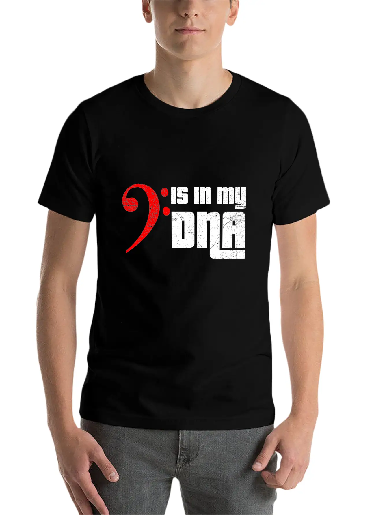 Bass Guitar Bass Clef Is In My DNA Funny Gift Idea Unisex Casual T-Shirt – Clean Design For Daily Comfort