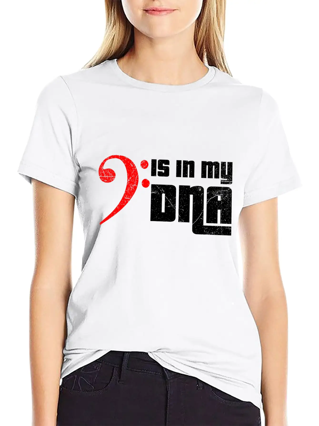 Bass Guitar Bass Clef Is In My DNA Funny Gift Idea Unisex Casual T-Shirt – Clean Design For Daily Comfort