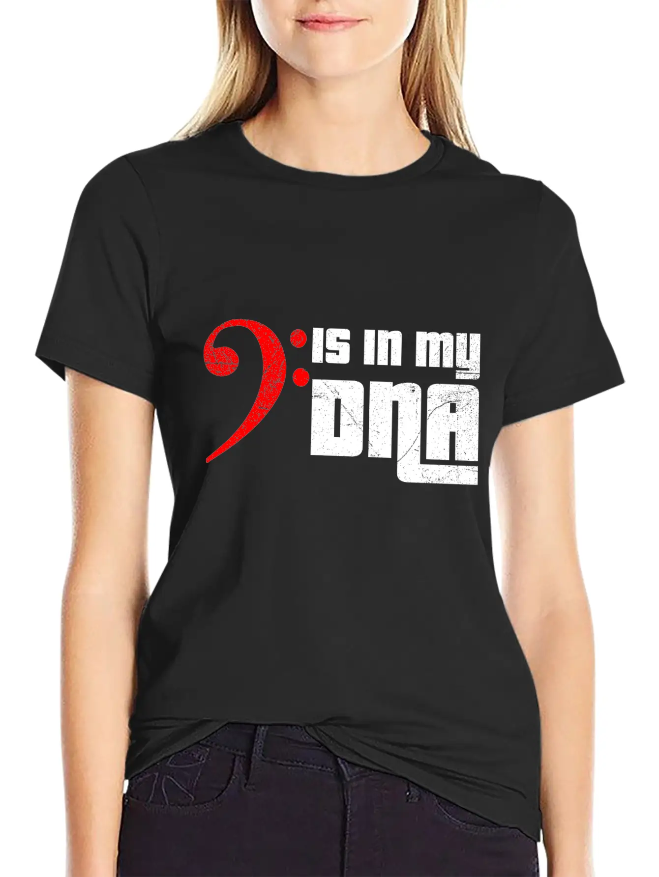 Bass Guitar Bass Clef Is In My DNA Funny Gift Idea Unisex Casual T-Shirt – Clean Design For Daily Comfort