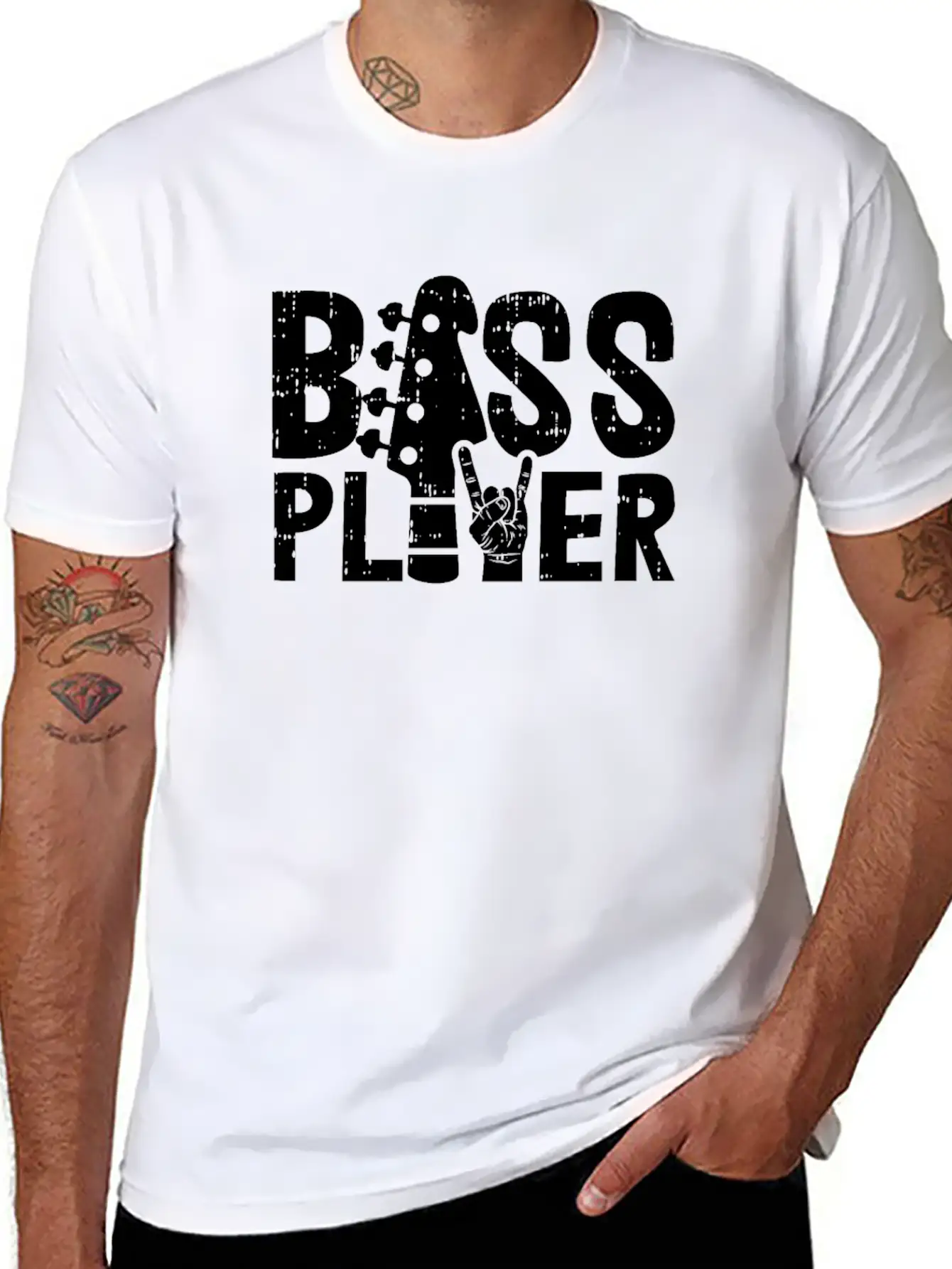 Bass Player For A Guitarist Motive For A Bassist Stylish Everyday T-Shirt – Unisex Basic Cotton Tee