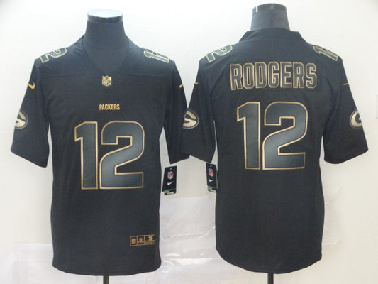 Men's Green Bay Packers #12 Aaron Rodgers Black Authentic Game Jerseys