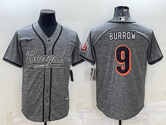 Men's Cincinnati Bengals Joe Burrow #9 Grey Fashion Game Jerseys
