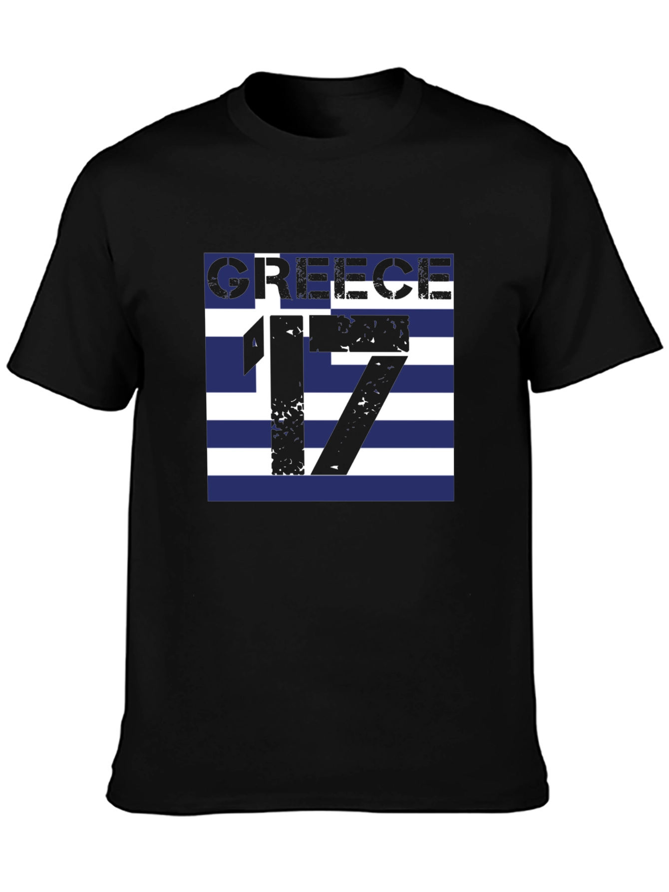 Greece 17 Graphic Tee - Black Cotton T-Shirt