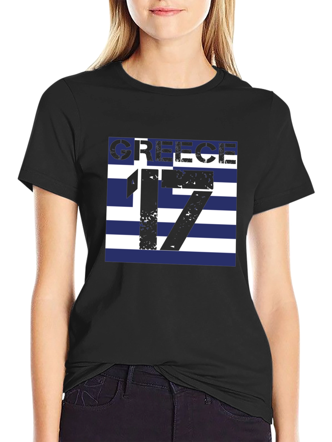 Greece 17 Graphic Tee - Black Cotton T-Shirt