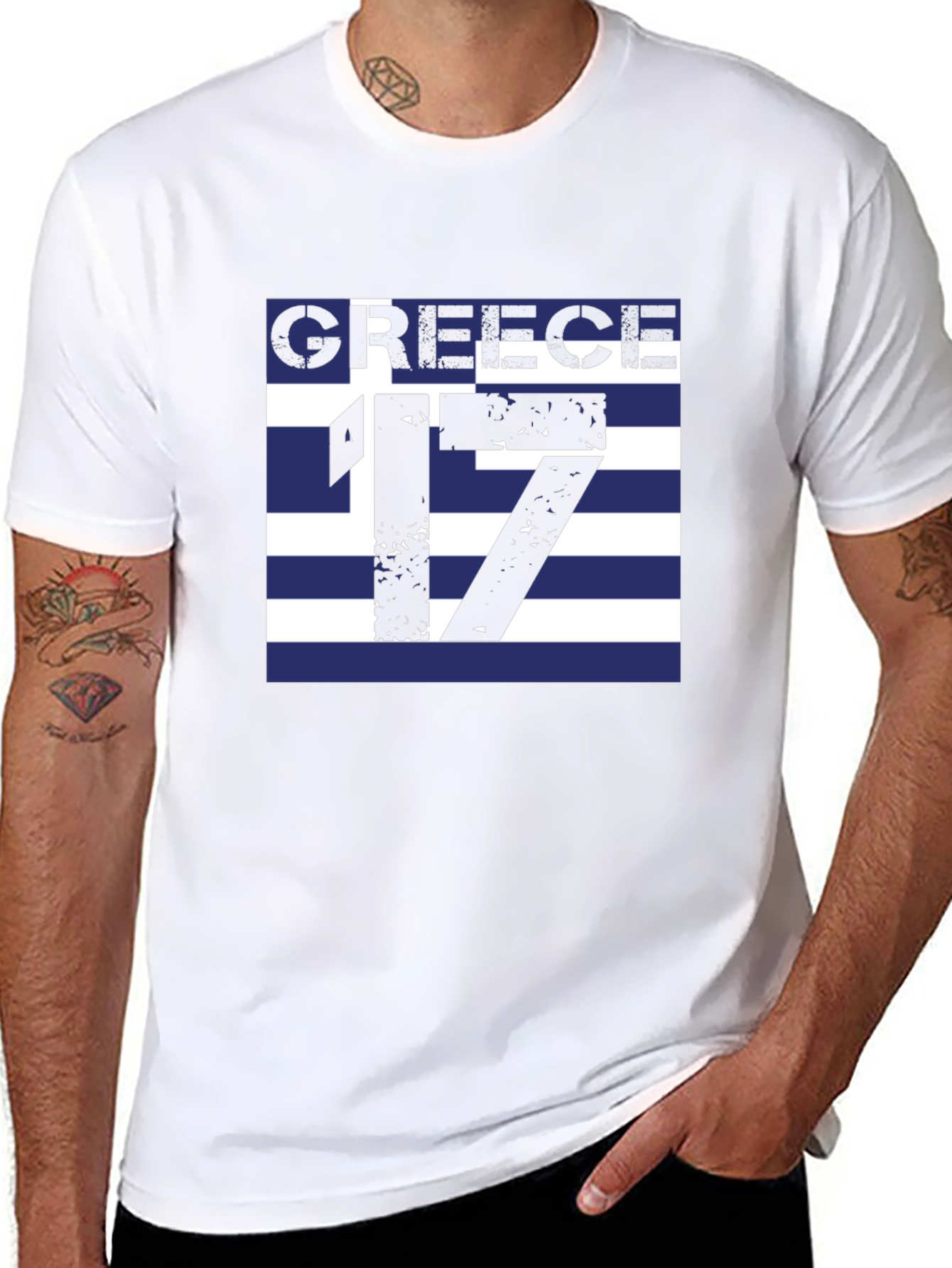 Greece 17 Graphic Tee - Black Cotton T-Shirt