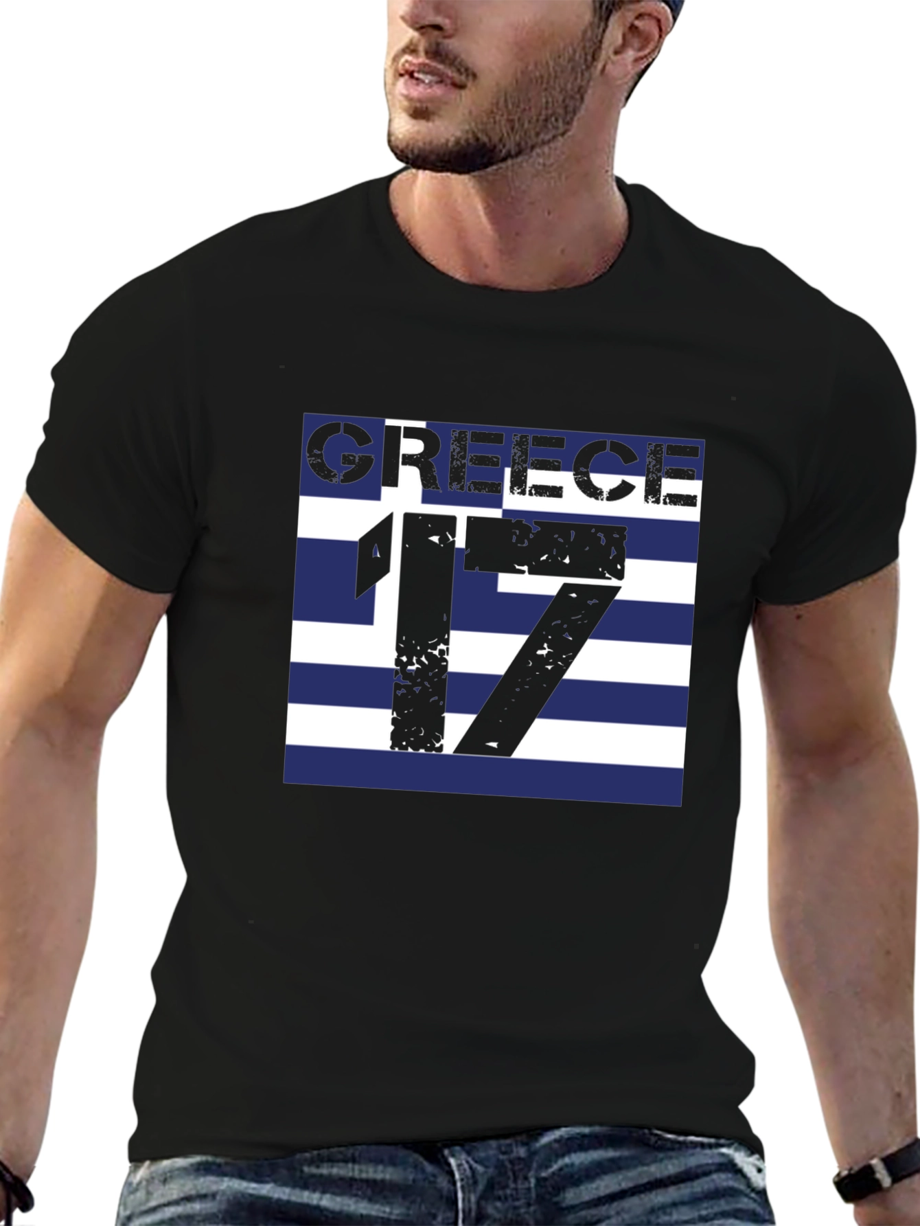 Greece 17 Graphic Tee - Black Cotton T-Shirt