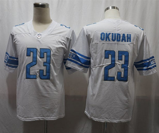 Men's Detroit Lions Jeff Okudah #23 White Game Jerseys